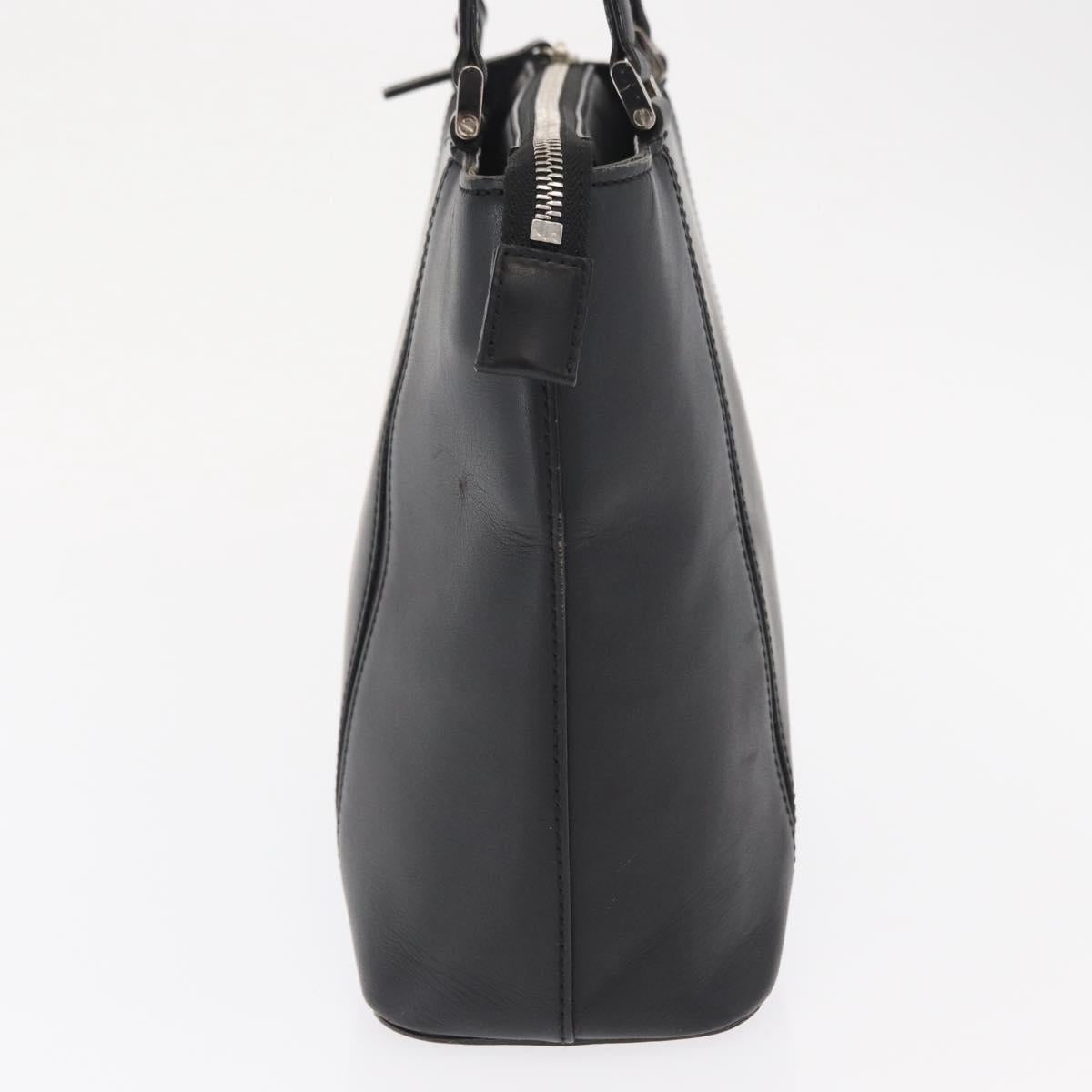 BURBERRY Hand Bag Leather Black Silver Auth BA10233