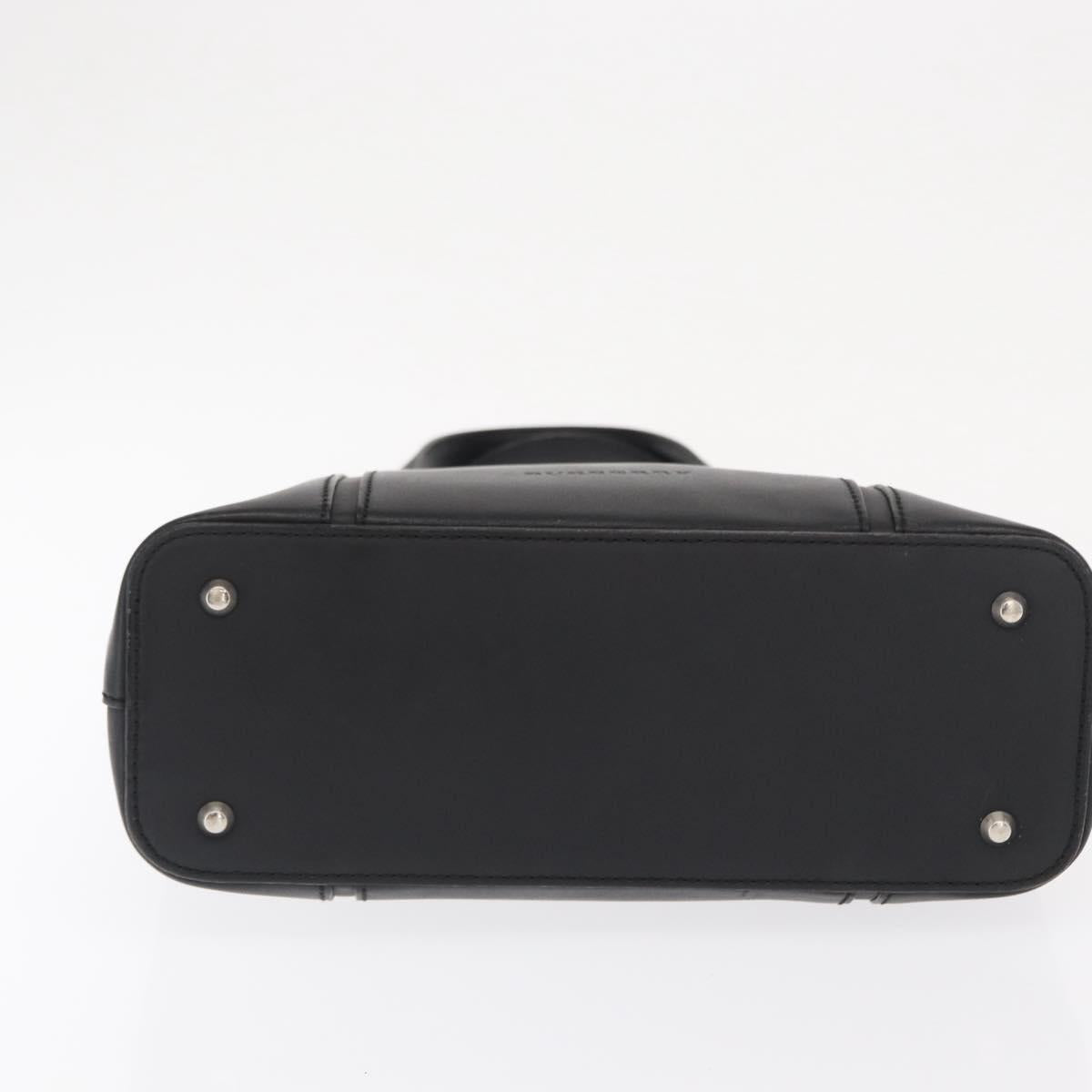 BURBERRY Hand Bag Leather Black Silver Auth BA10233