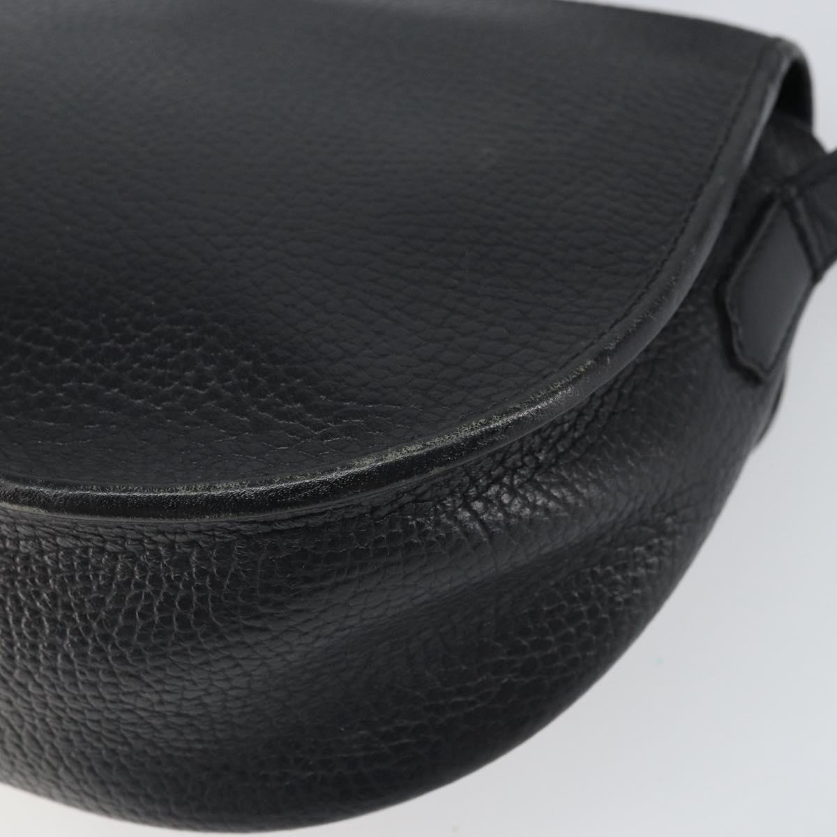 Christian Dior Shoulder Bag Leather Black Gold Auth BA10234