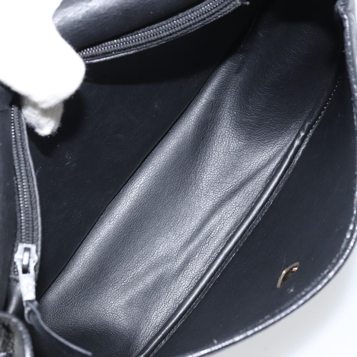 Christian Dior Shoulder Bag Leather Black Gold Auth BA10234