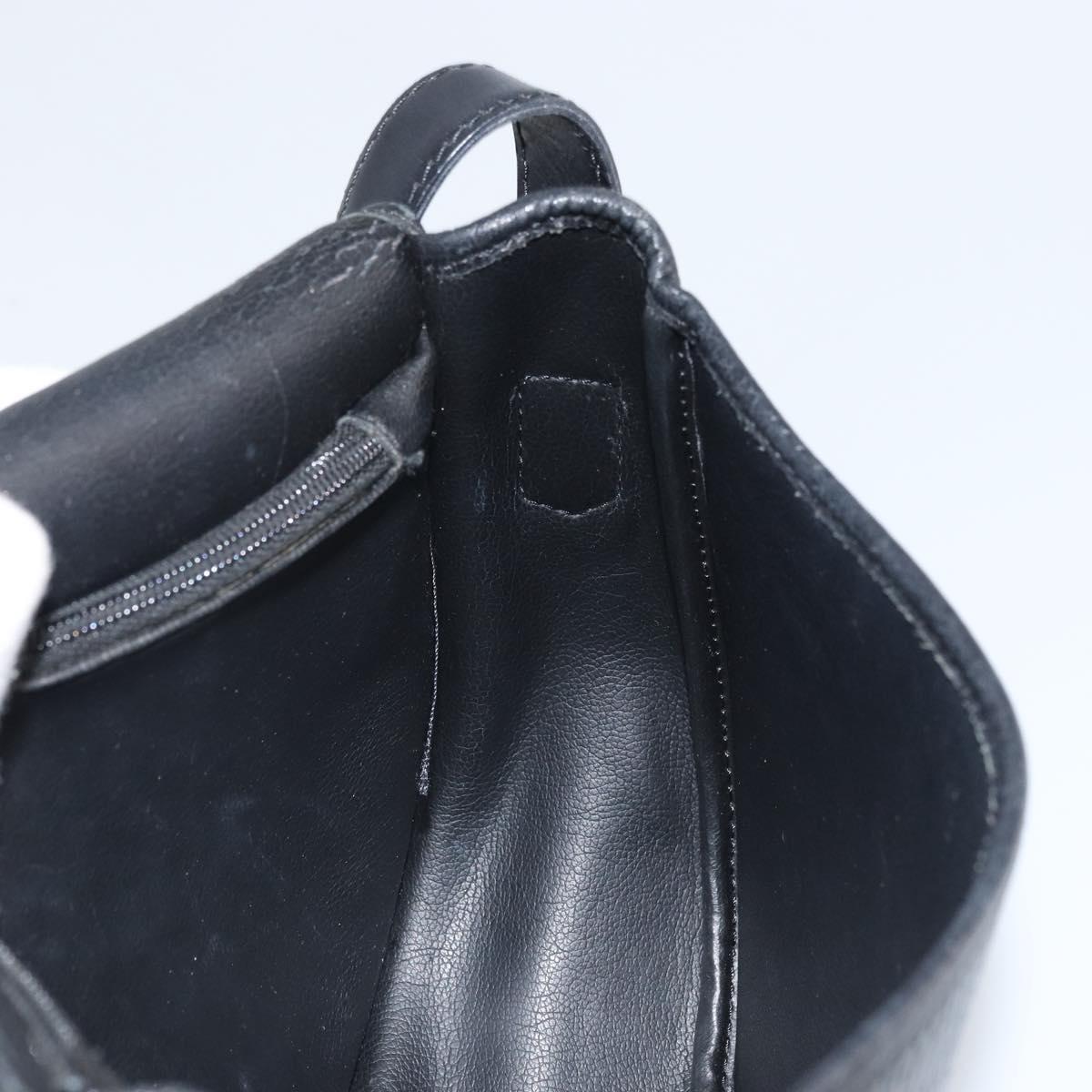 Christian Dior Shoulder Bag Leather Black Gold Auth BA10234
