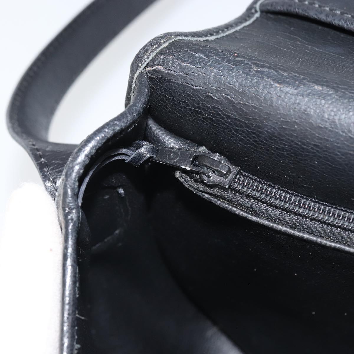 Christian Dior Shoulder Bag Leather Black Gold Auth BA10234