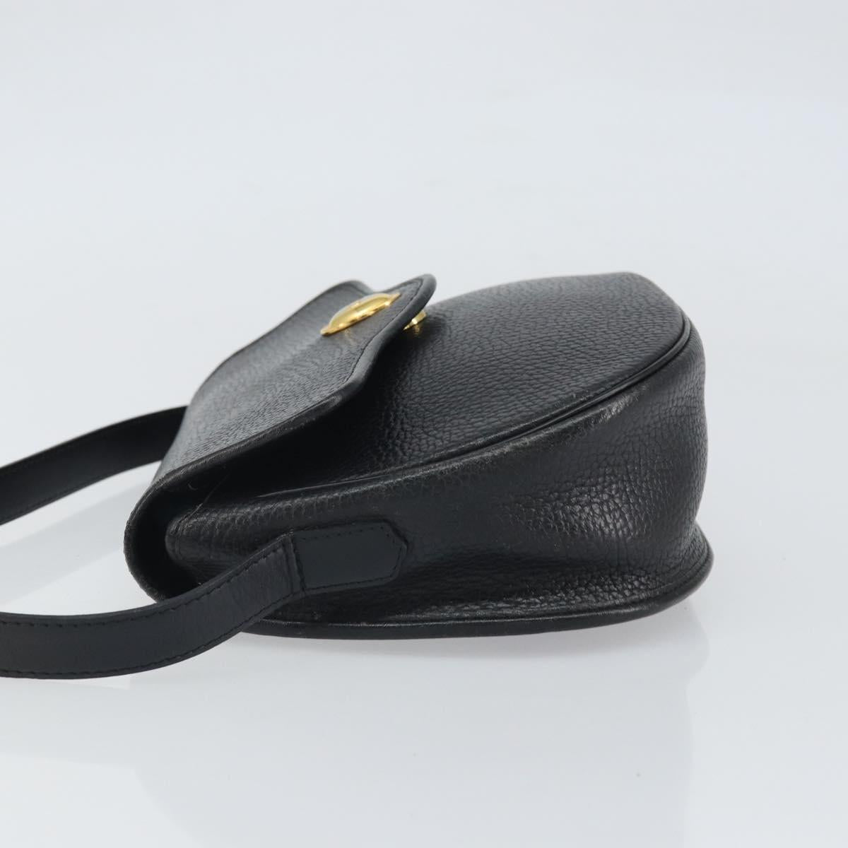 Christian Dior Shoulder Bag Leather Black Gold Auth BA10234