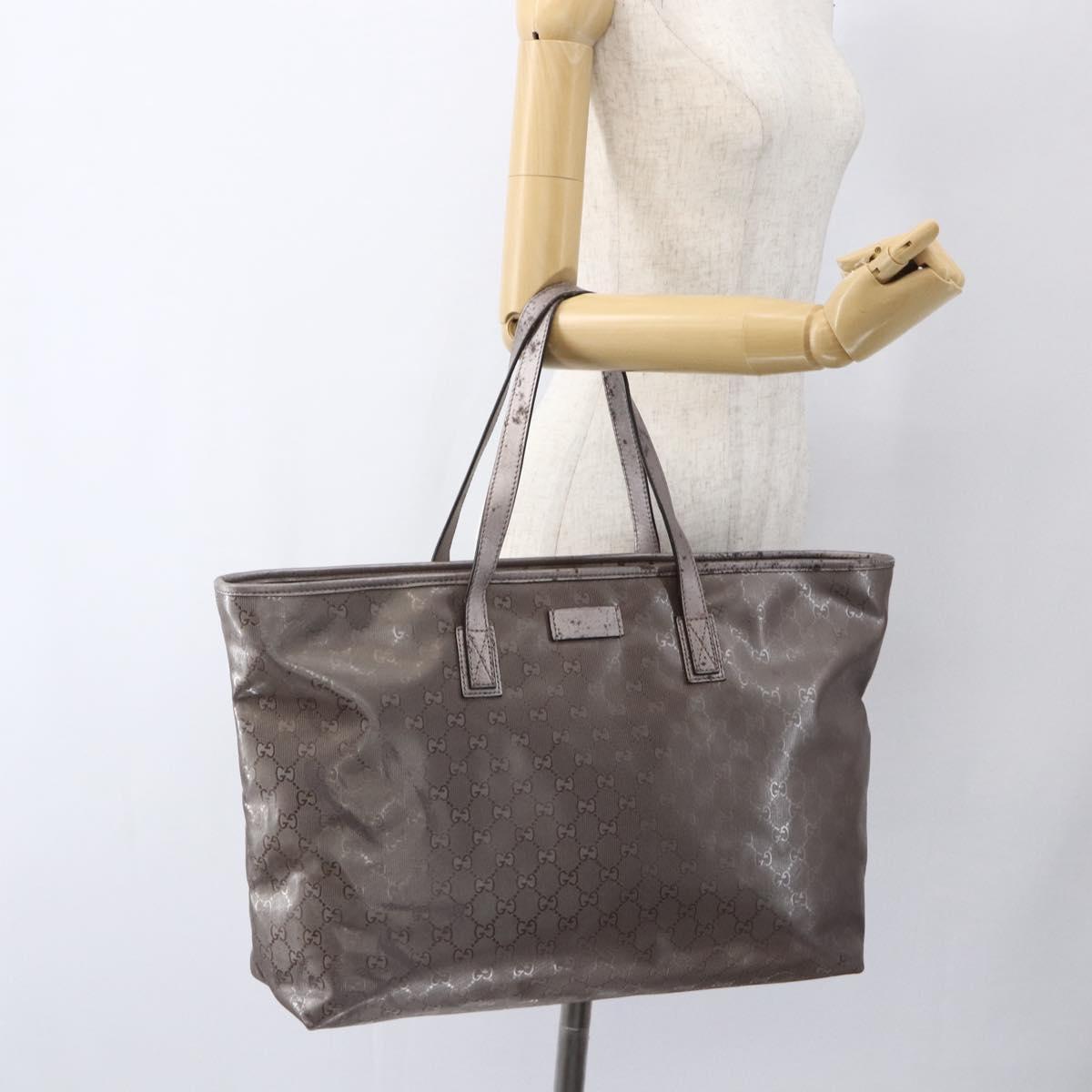 GUCCI GG Implementation Tote Bag Gray Silver 231120 Auth BA10239