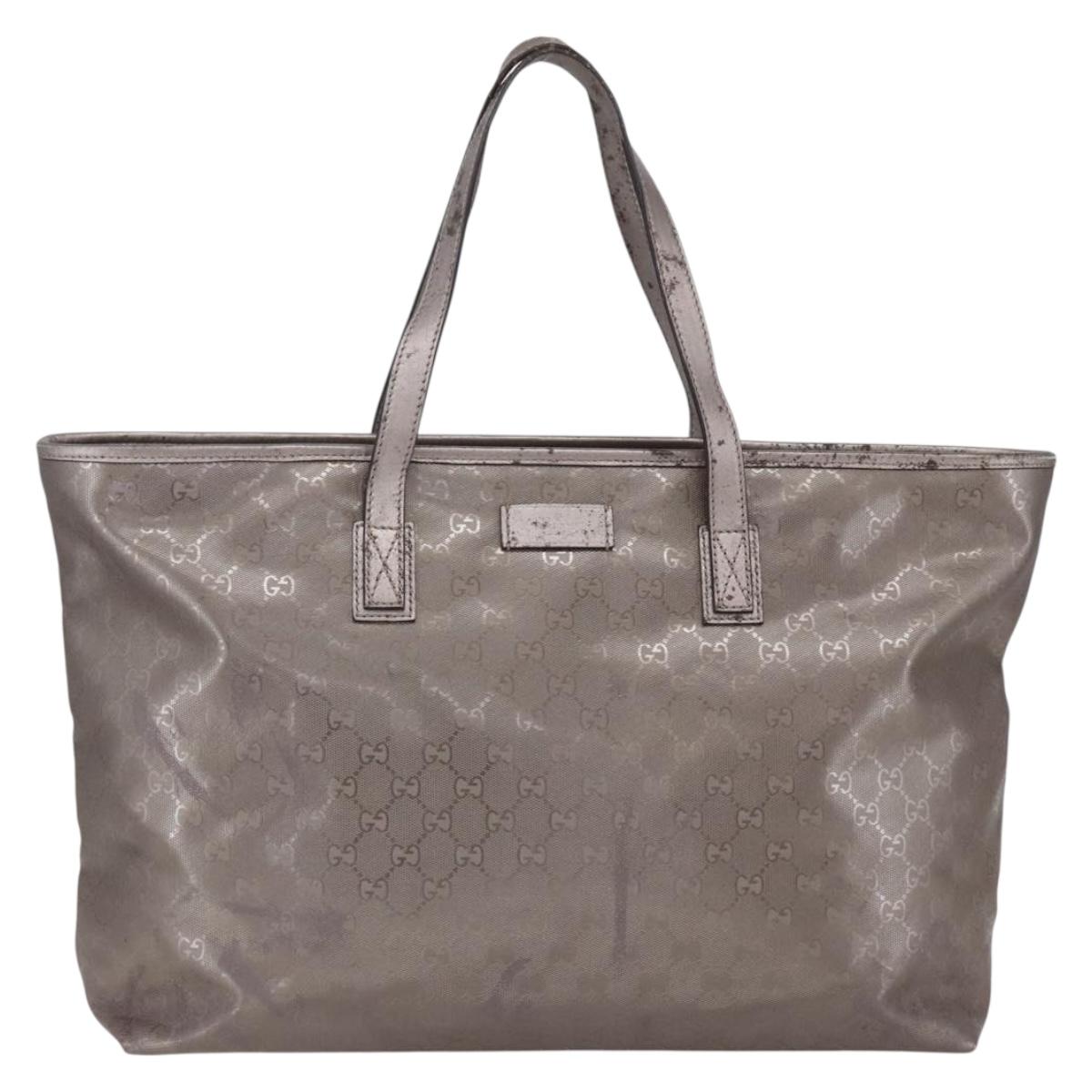 GUCCI GG Implementation Tote Bag Gray Silver 231120 Auth BA10239