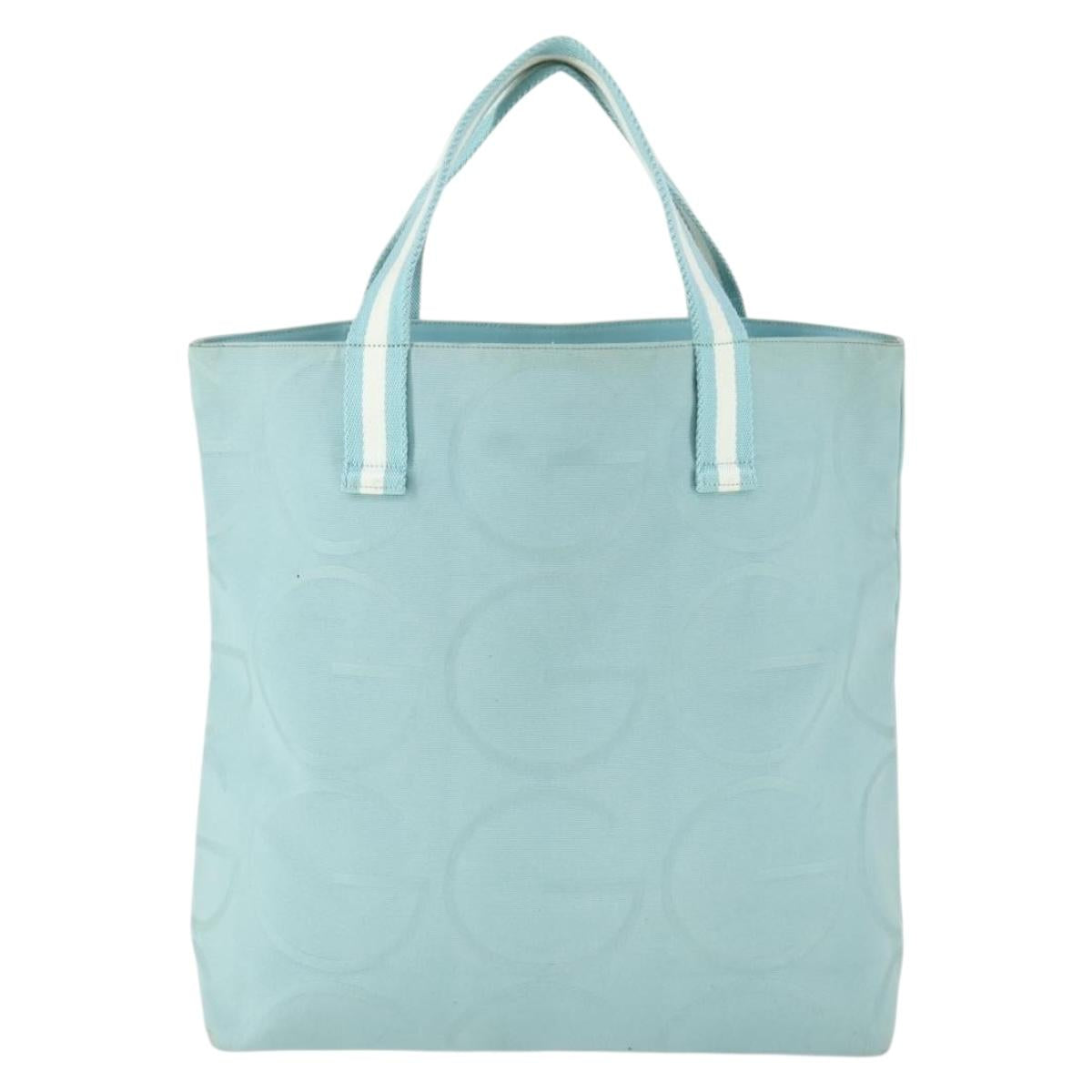 GUCCI Tote Bag Canvas Light Blue 123439 Auth BA10240