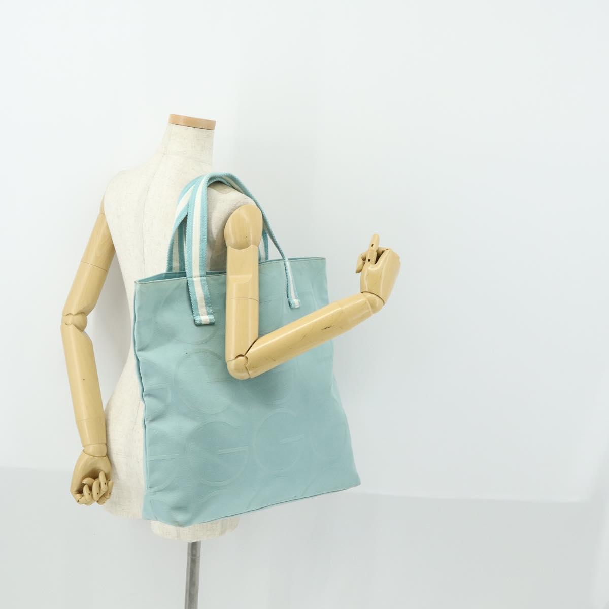 GUCCI Tote Bag Canvas Light Blue 123439 Auth BA10240