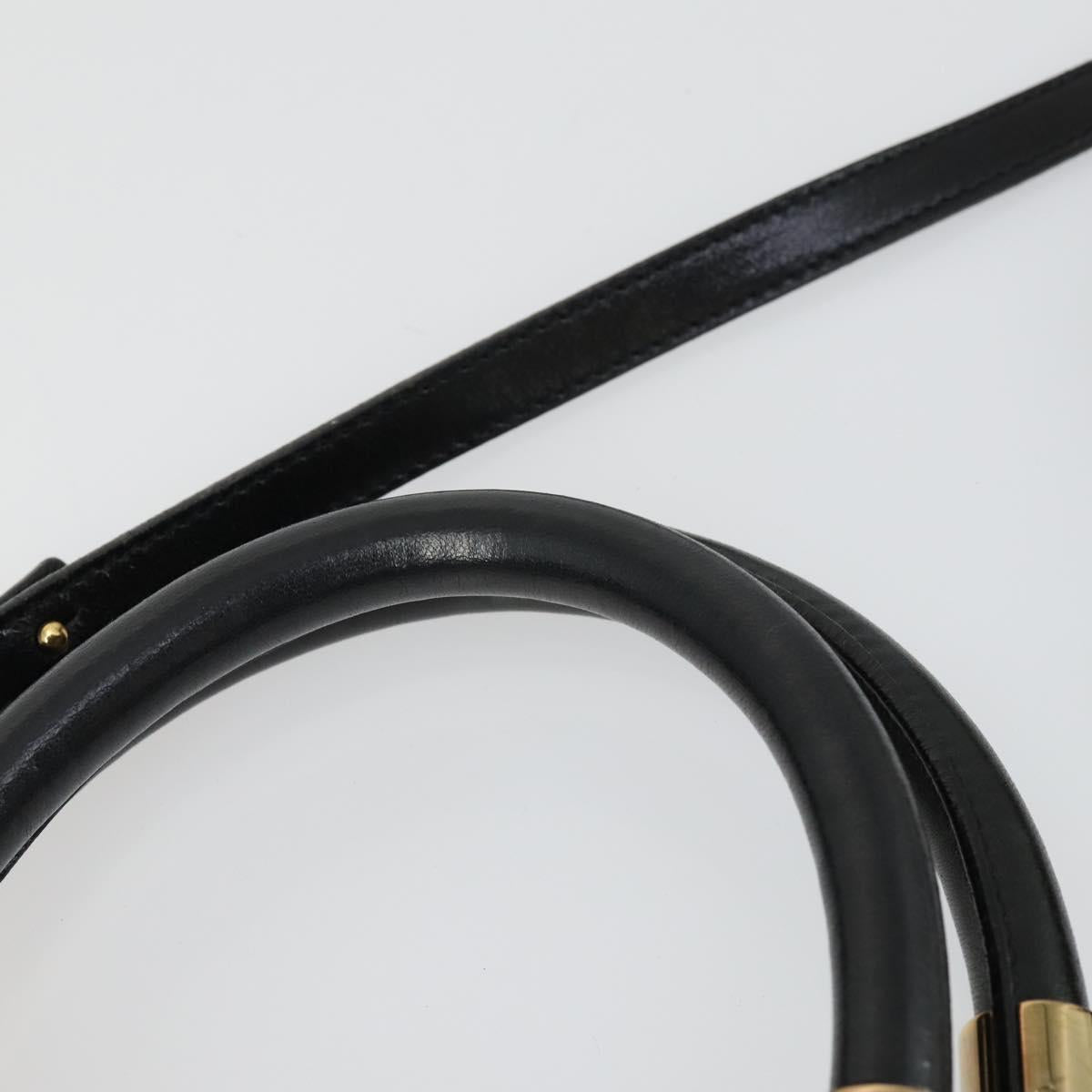 Chloe Victoria Hand Bag Leather 2way Black Gold Auth BA10246