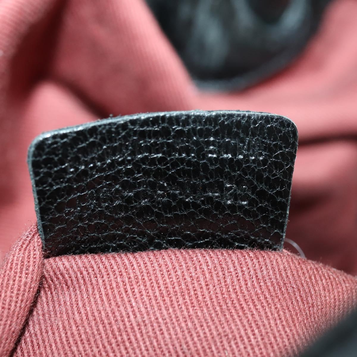 Chloe Victoria Hand Bag Leather 2way Black Gold Auth BA10246