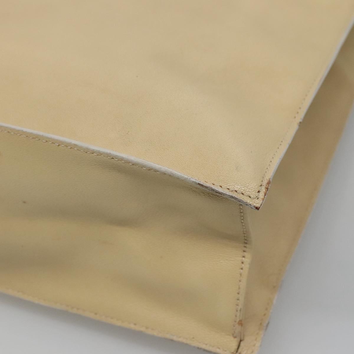 GUCCI Hand Bag Leather Beige Gold Auth BA1025