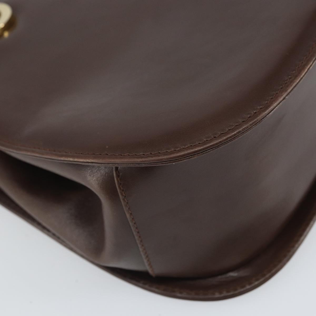 Salvatore Ferragamo Gancini Hand Bag Leather Brown Gold Auth BA10251