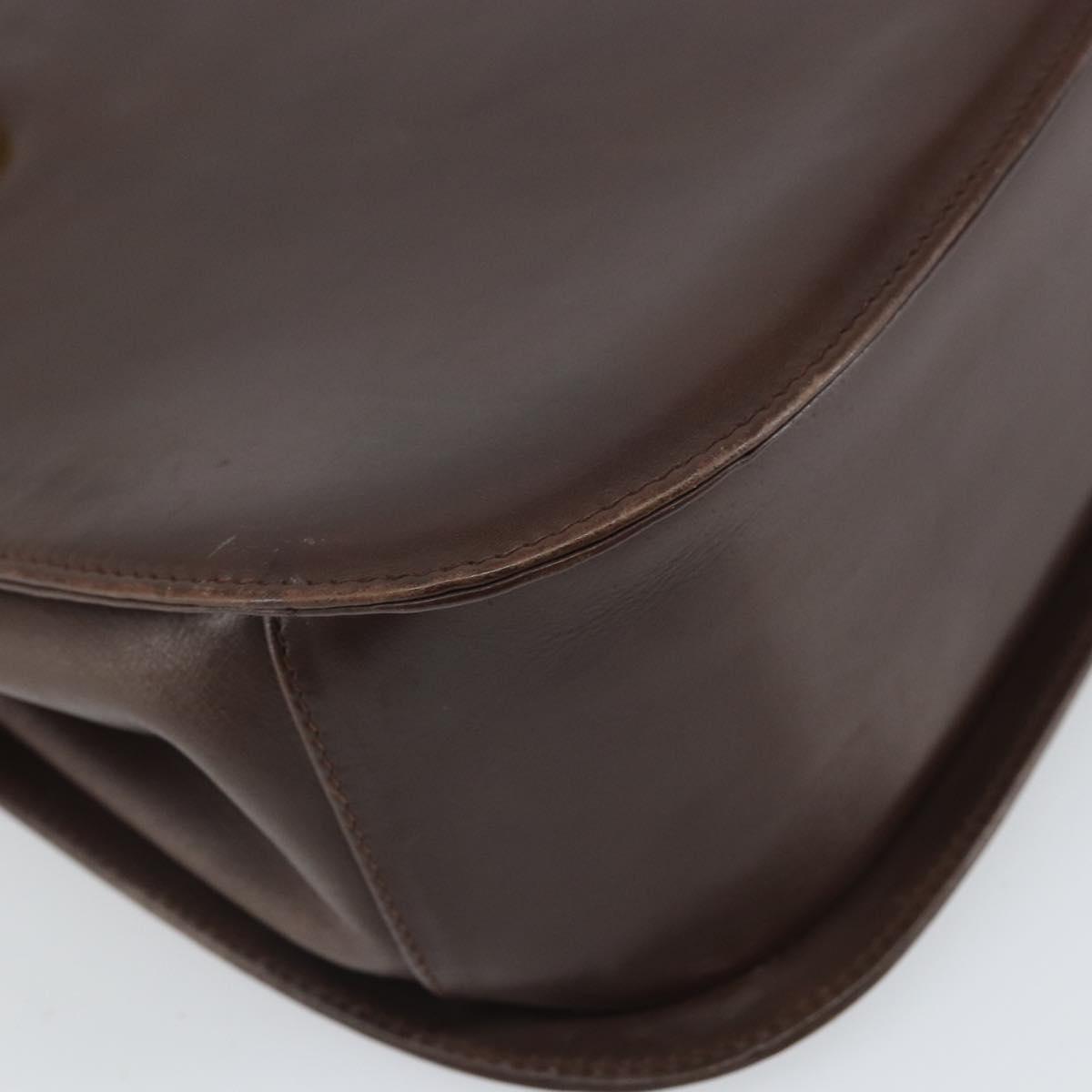 Salvatore Ferragamo Gancini Hand Bag Leather Brown Gold Auth BA10251