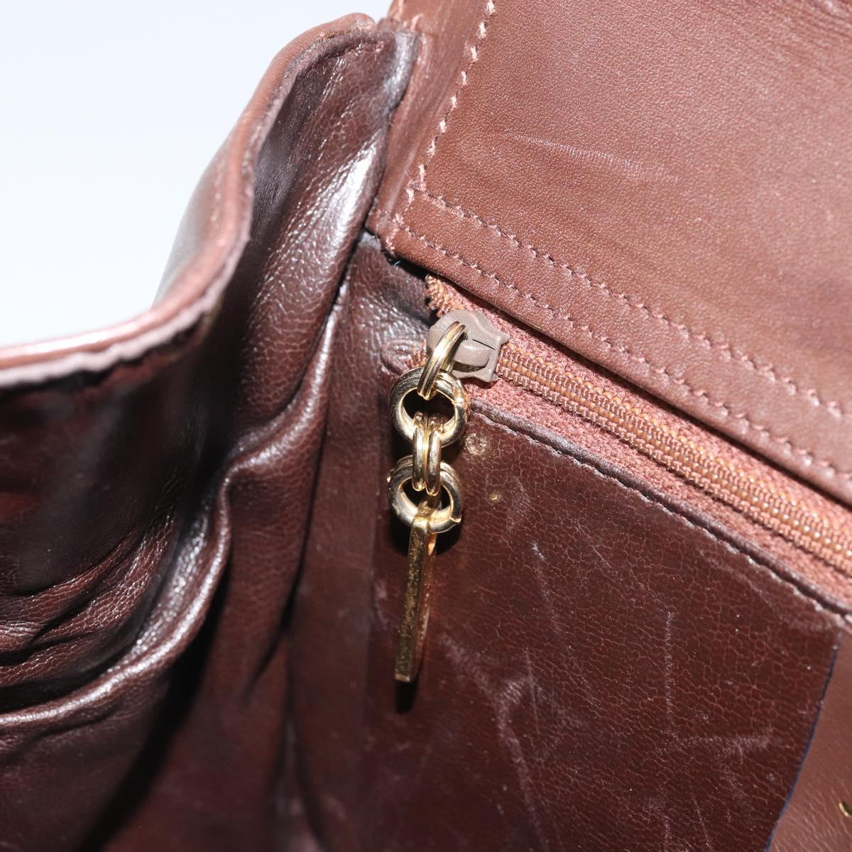 Salvatore Ferragamo Gancini Hand Bag Leather Brown Gold Auth BA10251