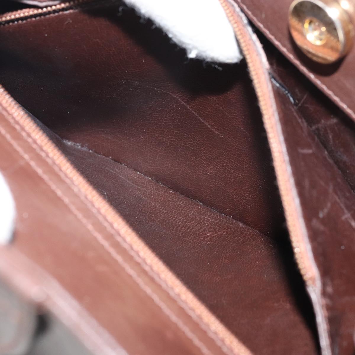 Salvatore Ferragamo Gancini Hand Bag Leather Brown Gold Auth BA10251