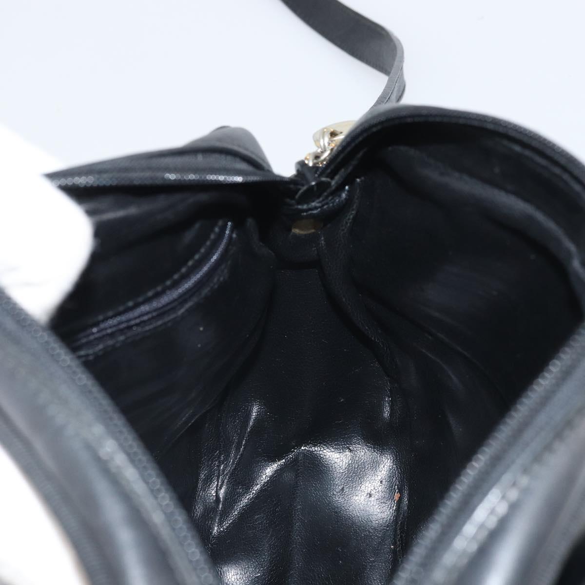 Salvatore Ferragamo Vala Shoulder Bag Leather Black Gold Auth BA10252