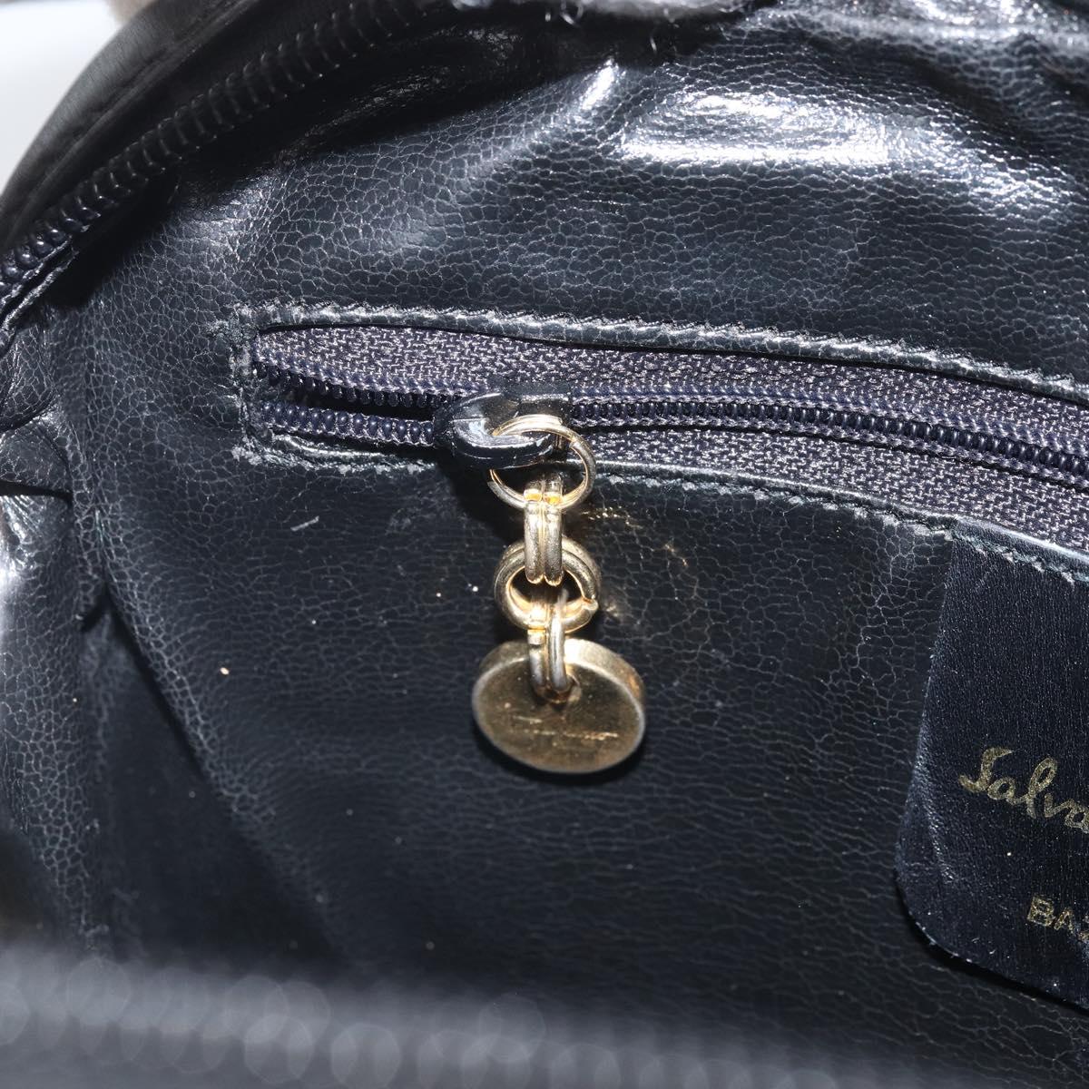 Salvatore Ferragamo Vala Shoulder Bag Leather Black Gold Auth BA10252