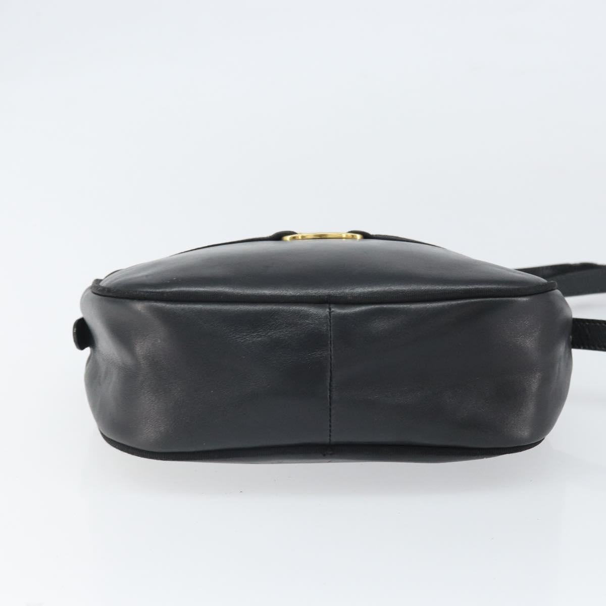 Salvatore Ferragamo Vala Shoulder Bag Leather Black Gold Auth BA10252