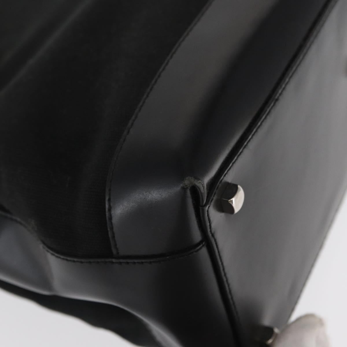 Salvatore Ferragamo Gancini Hand Bag Canvas Black Silver Auth BA10253