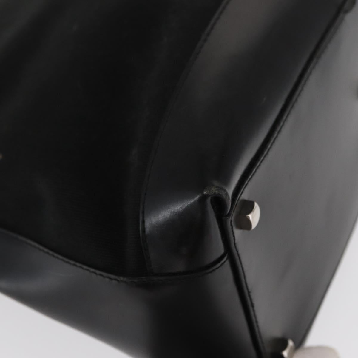 Salvatore Ferragamo Gancini Hand Bag Canvas Black Silver Auth BA10253