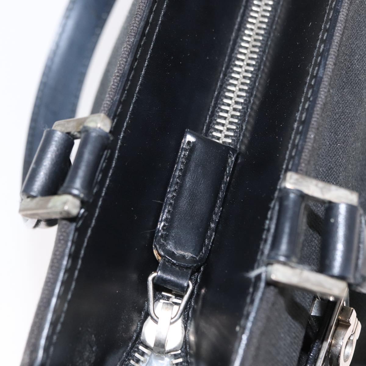 Salvatore Ferragamo Gancini Hand Bag Canvas Black Silver Auth BA10253