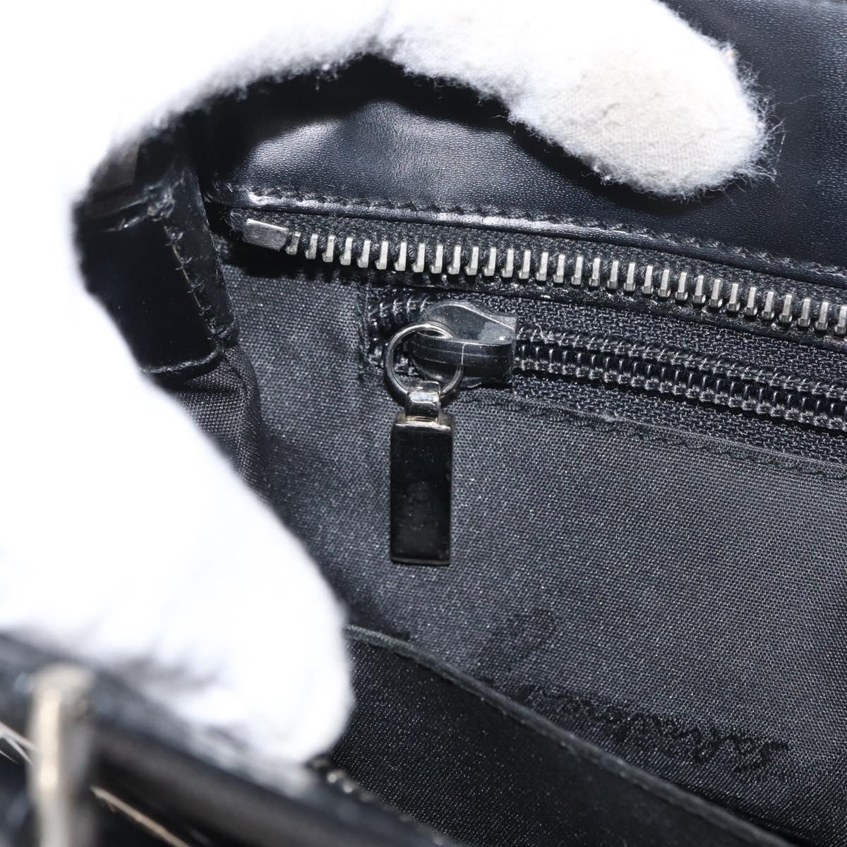 Salvatore Ferragamo Gancini Hand Bag Canvas Black Silver Auth BA10253