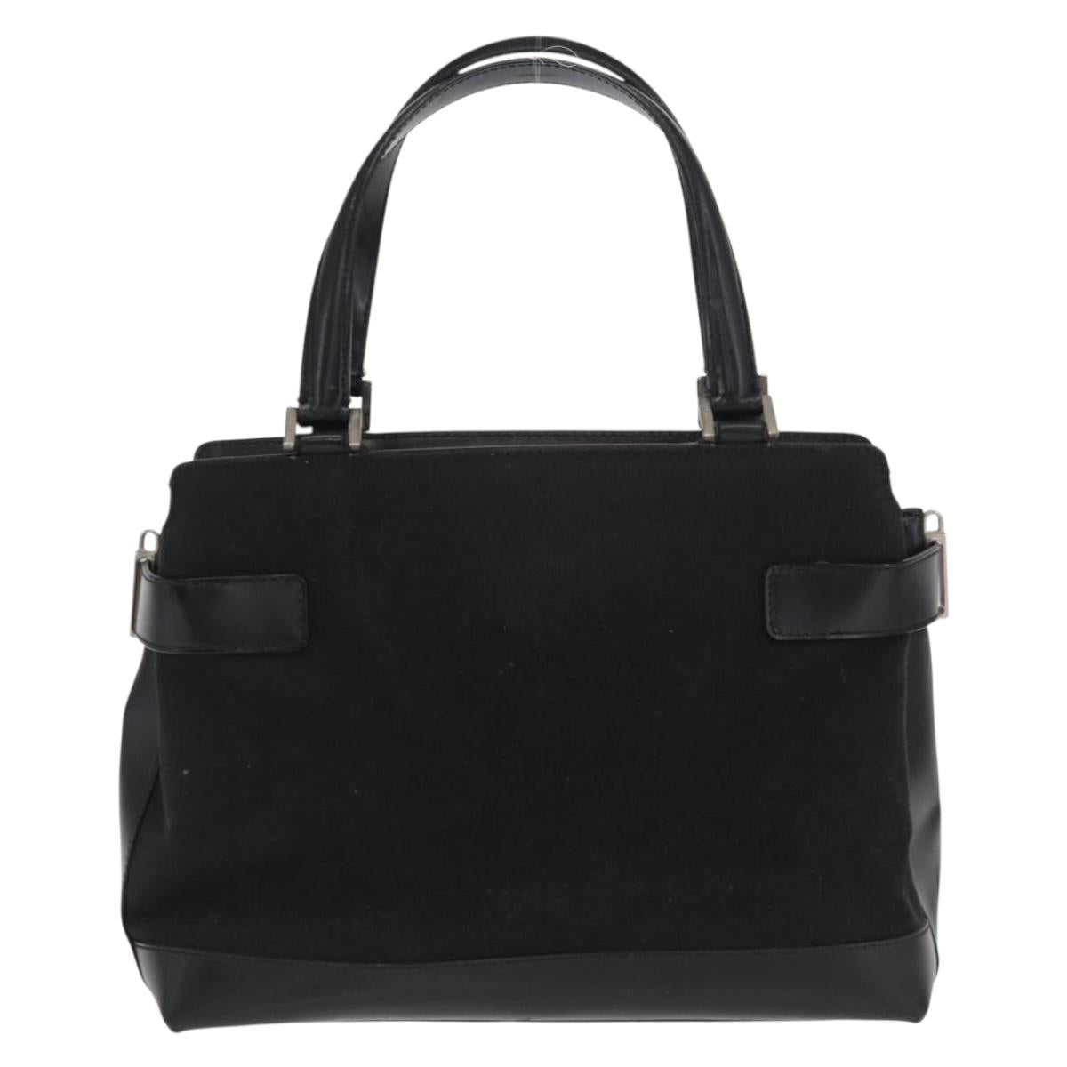 Salvatore Ferragamo Gancini Hand Bag Canvas Black Silver Auth BA10253