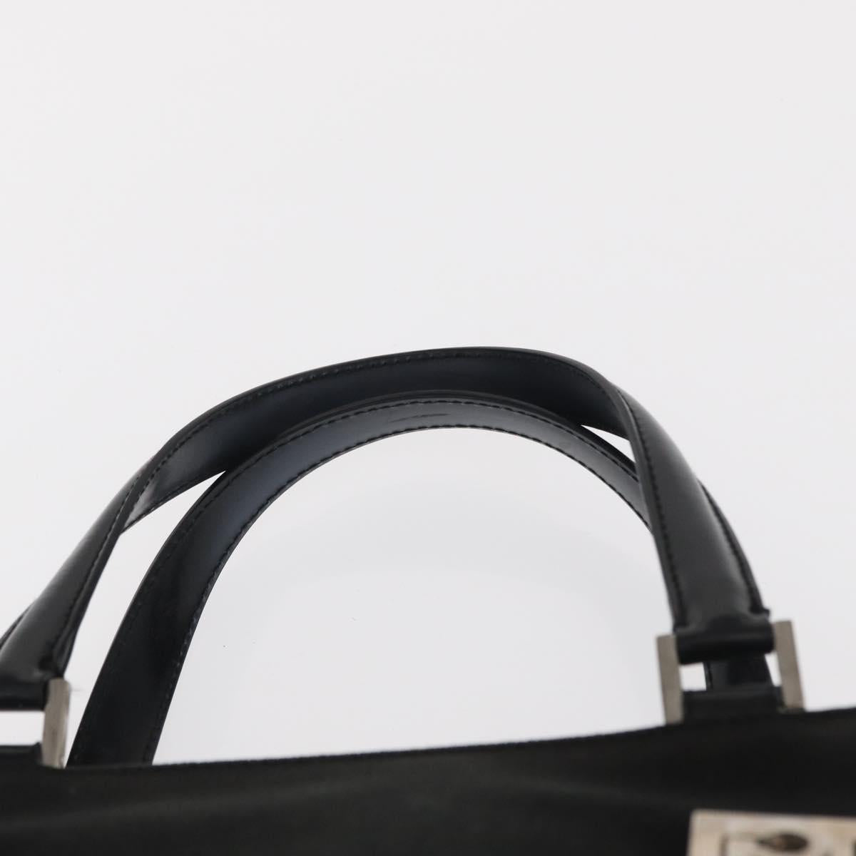 Salvatore Ferragamo Gancini Hand Bag Canvas Black Silver Auth BA10253