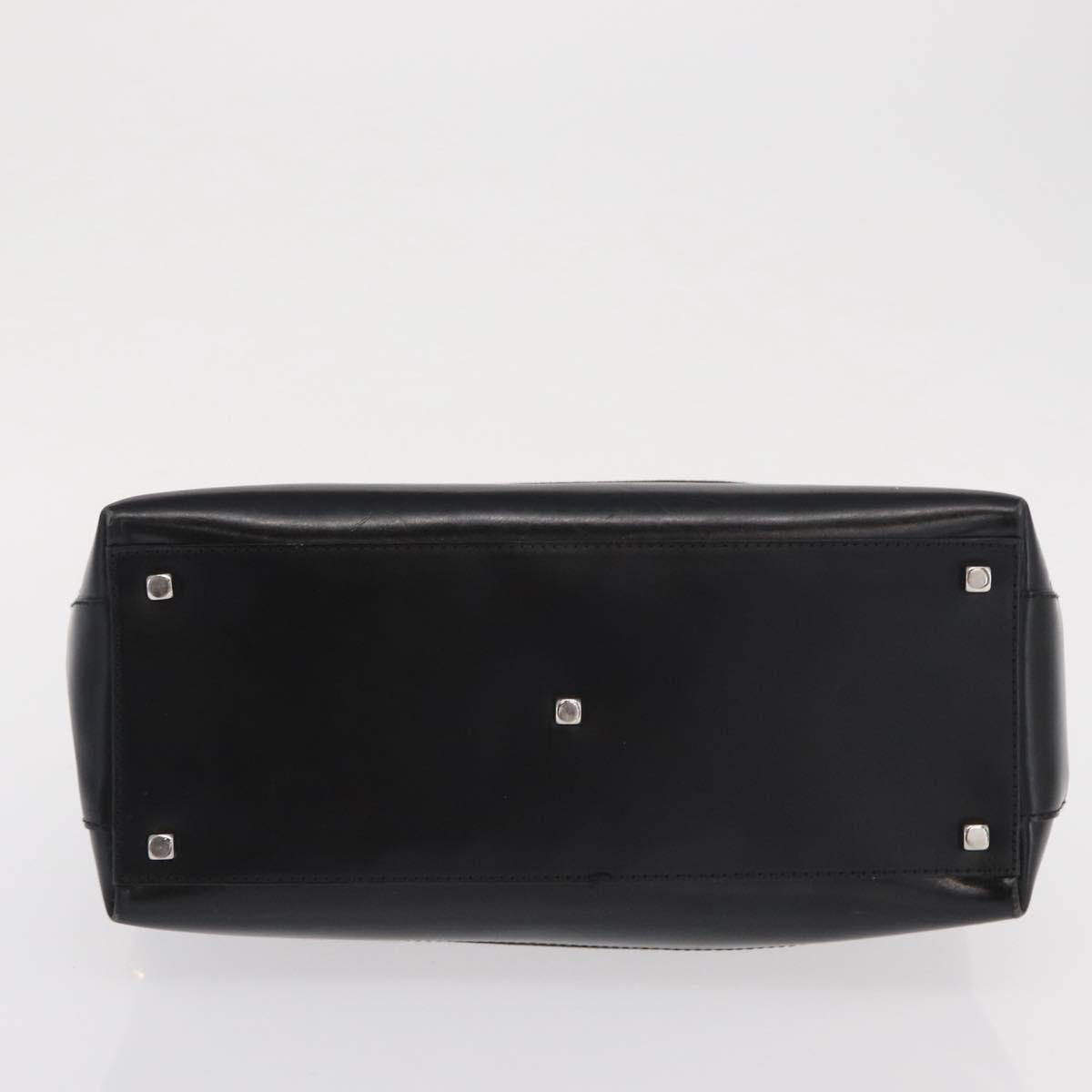 Salvatore Ferragamo Gancini Hand Bag Canvas Black Silver Auth BA10253