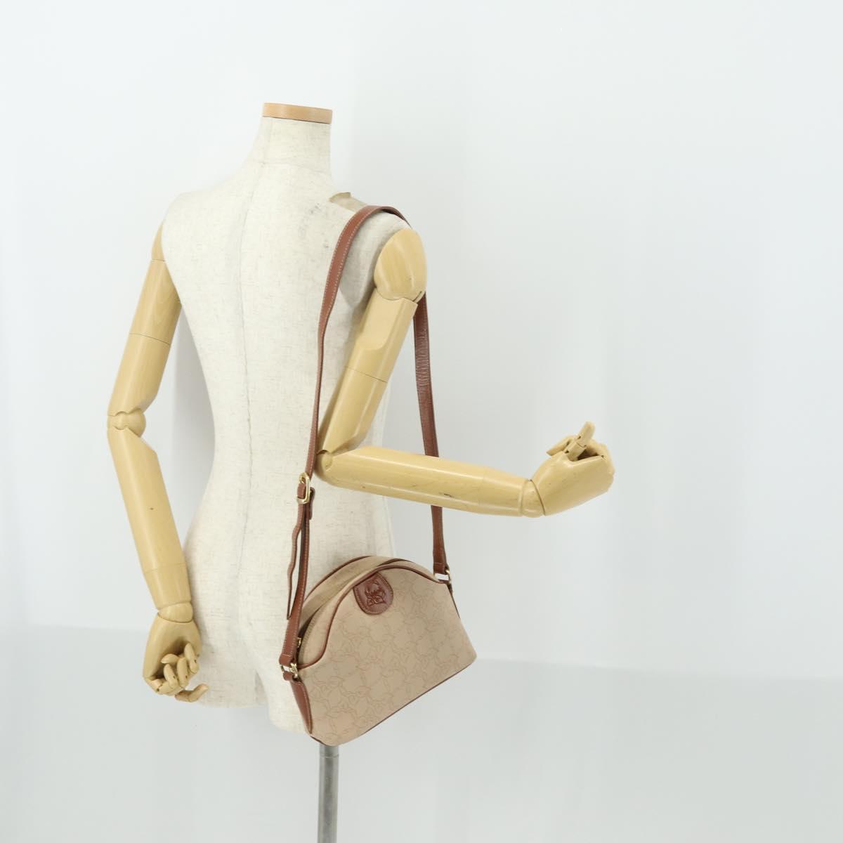 Chloe Shoulder Bag PVC Canvas Beige Gold Auth BA10255