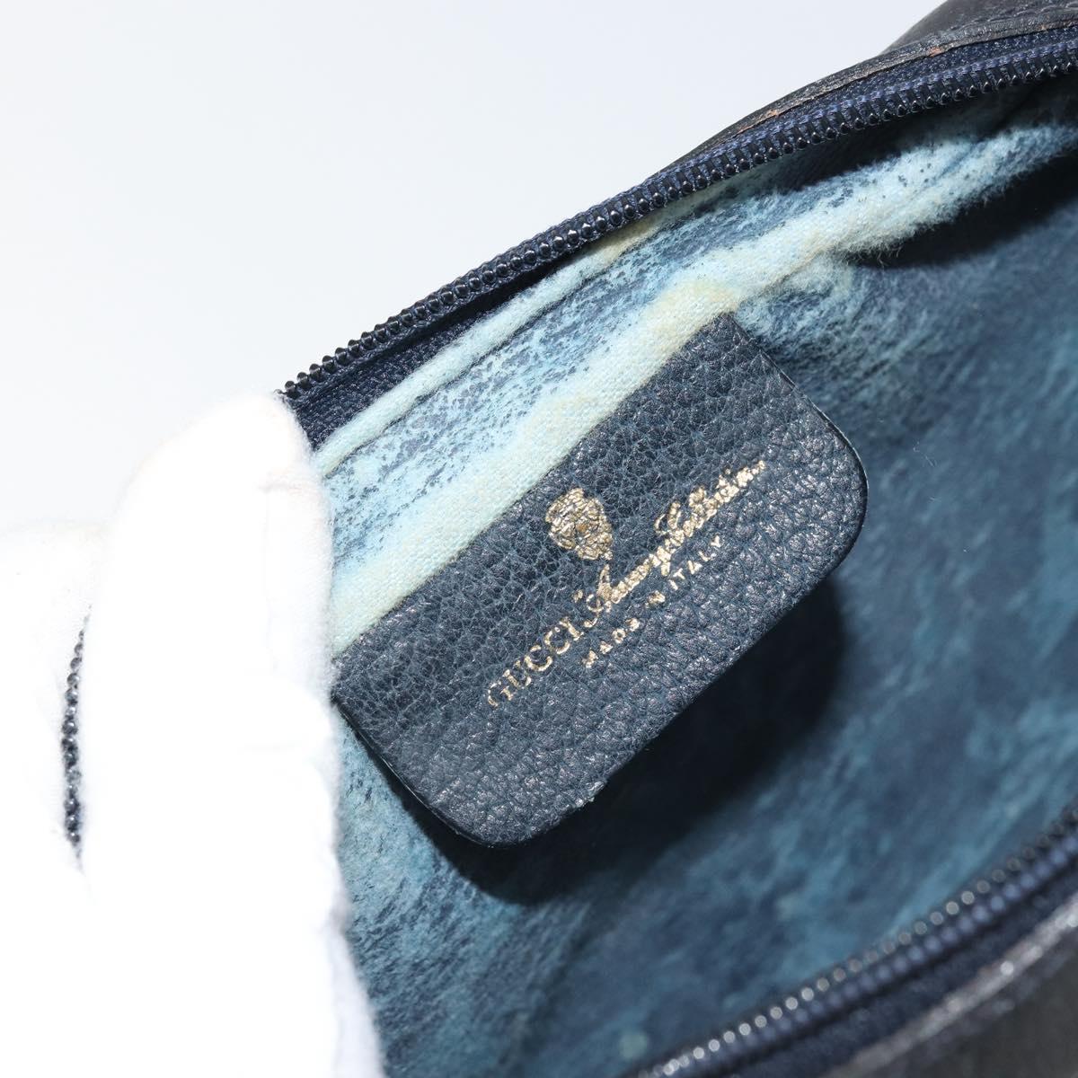GUCCI GG Supreme Sherry Line Clutch Bag PVC Navy Gold 010 378 Auth BA10258