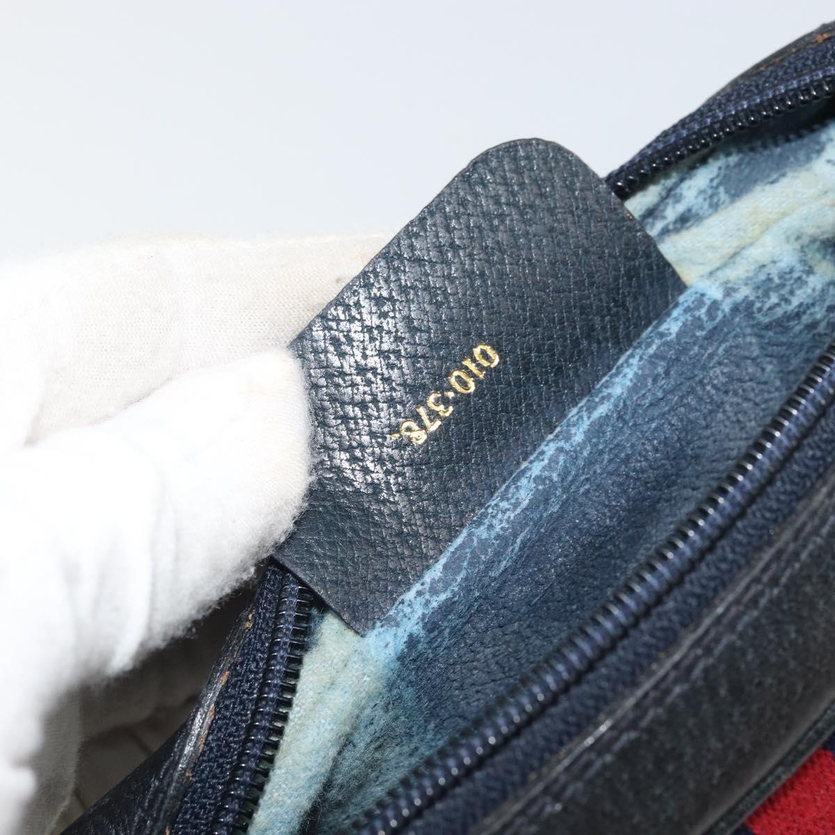 GUCCI GG Supreme Sherry Line Clutch Bag PVC Navy Gold 010 378 Auth BA10258