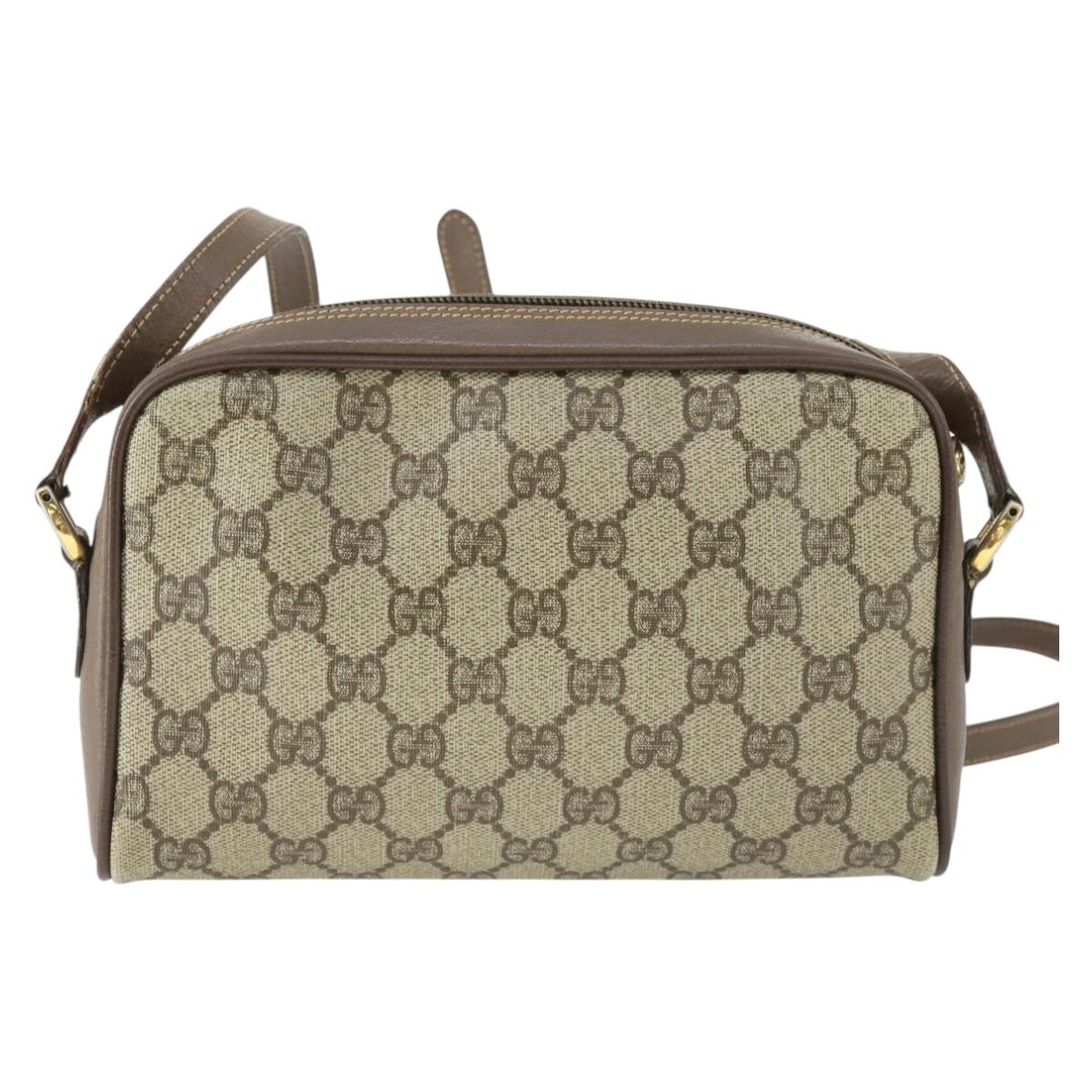 GUCCI GG Supreme Web Sherry Line Bag PVC Beige Red 001 58 6594 Auth BA10260