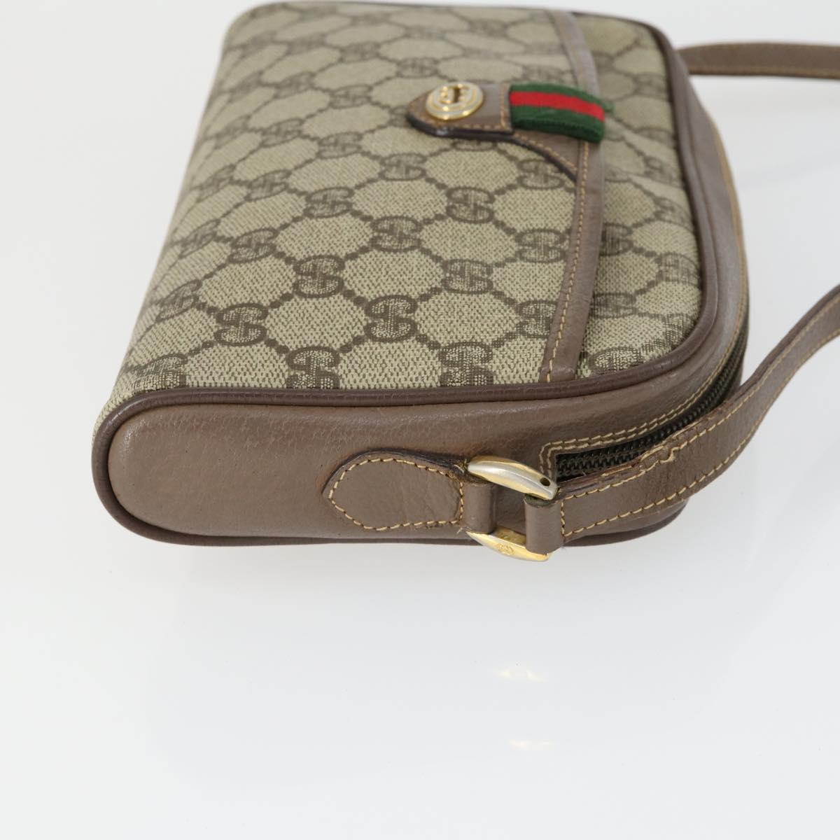 GUCCI GG Supreme Web Sherry Line Bag PVC Beige Red 001 58 6594 Auth BA10260