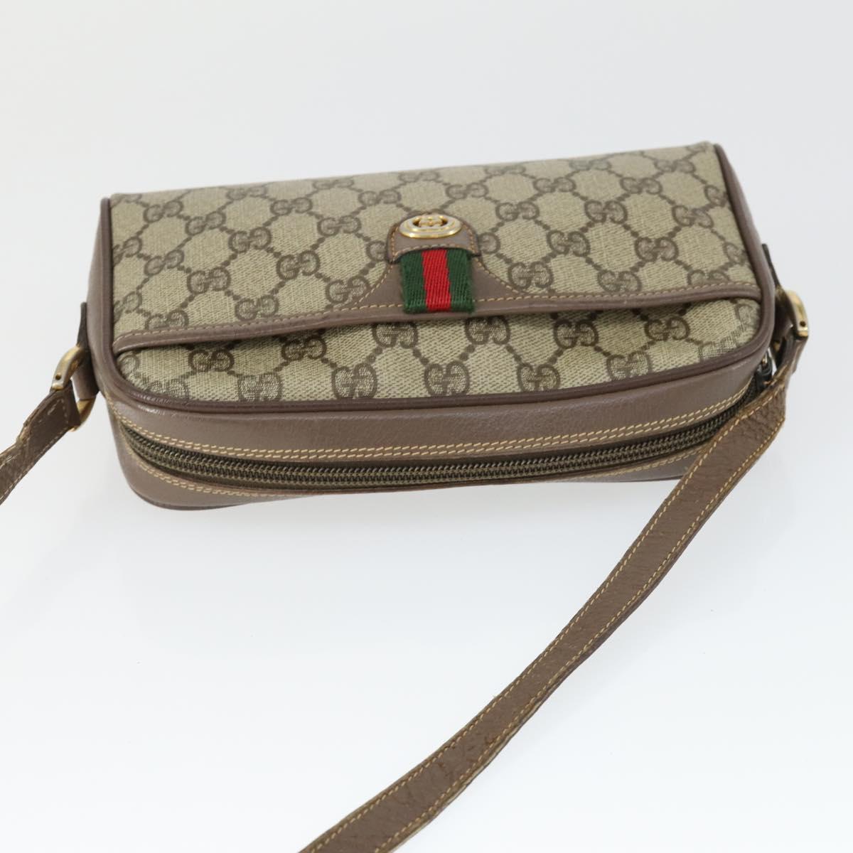GUCCI GG Supreme Web Sherry Line Bag PVC Beige Red 001 58 6594 Auth BA10260