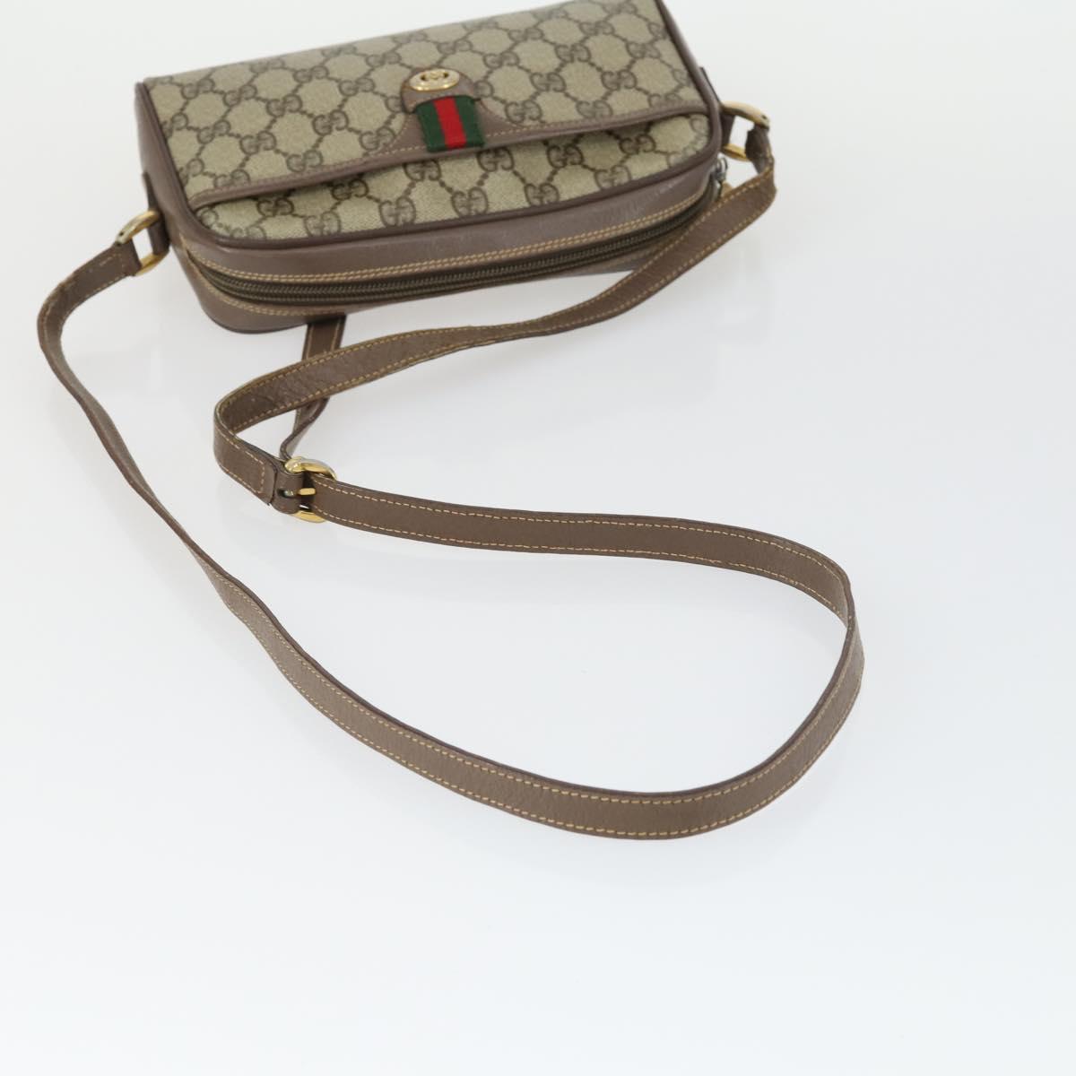 GUCCI GG Supreme Web Sherry Line Bag PVC Beige Red 001 58 6594 Auth BA10260