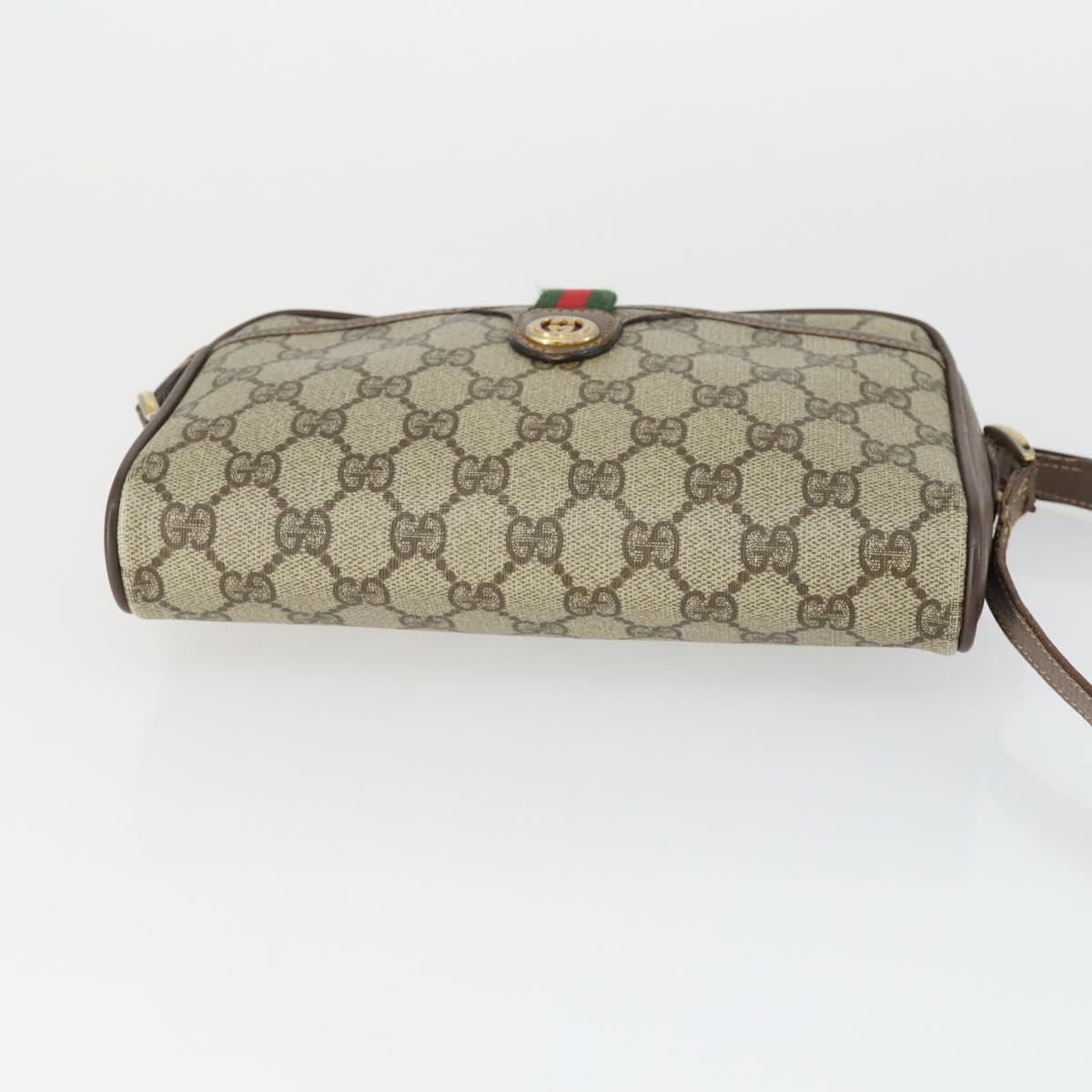 GUCCI GG Supreme Web Sherry Line Bag PVC Beige Red 001 58 6594 Auth BA10260