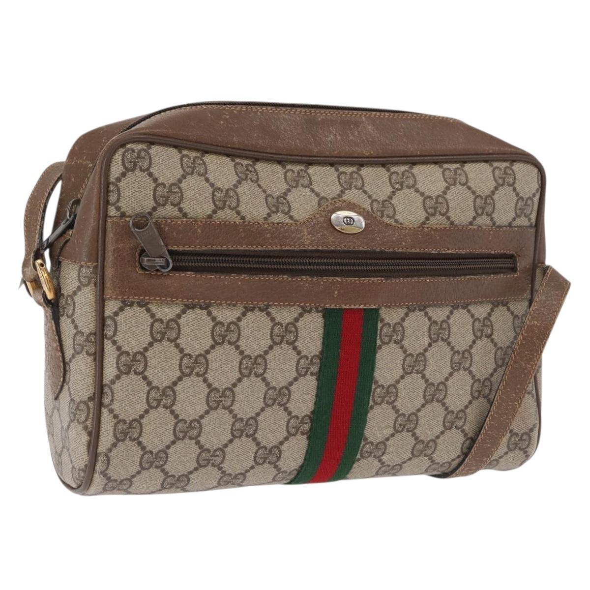 GUCCI GG Supreme Web Sherry Line Bag PVC Beige Red 68 02 005 Auth BA10261