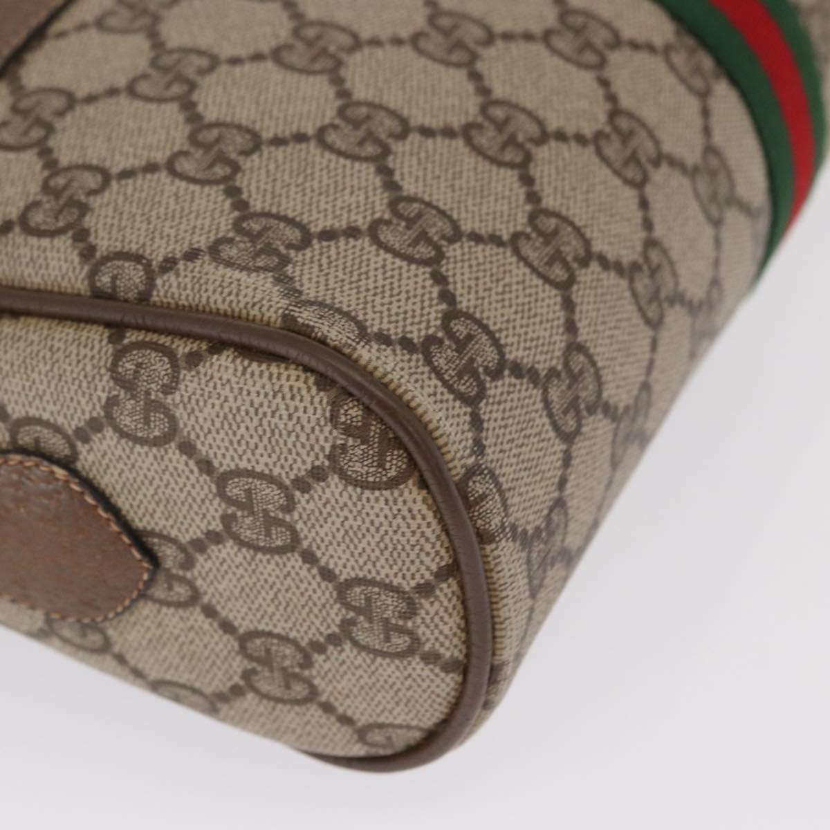 GUCCI GG Supreme Web Sherry Line Bag PVC Beige Red 68 02 005 Auth BA10261