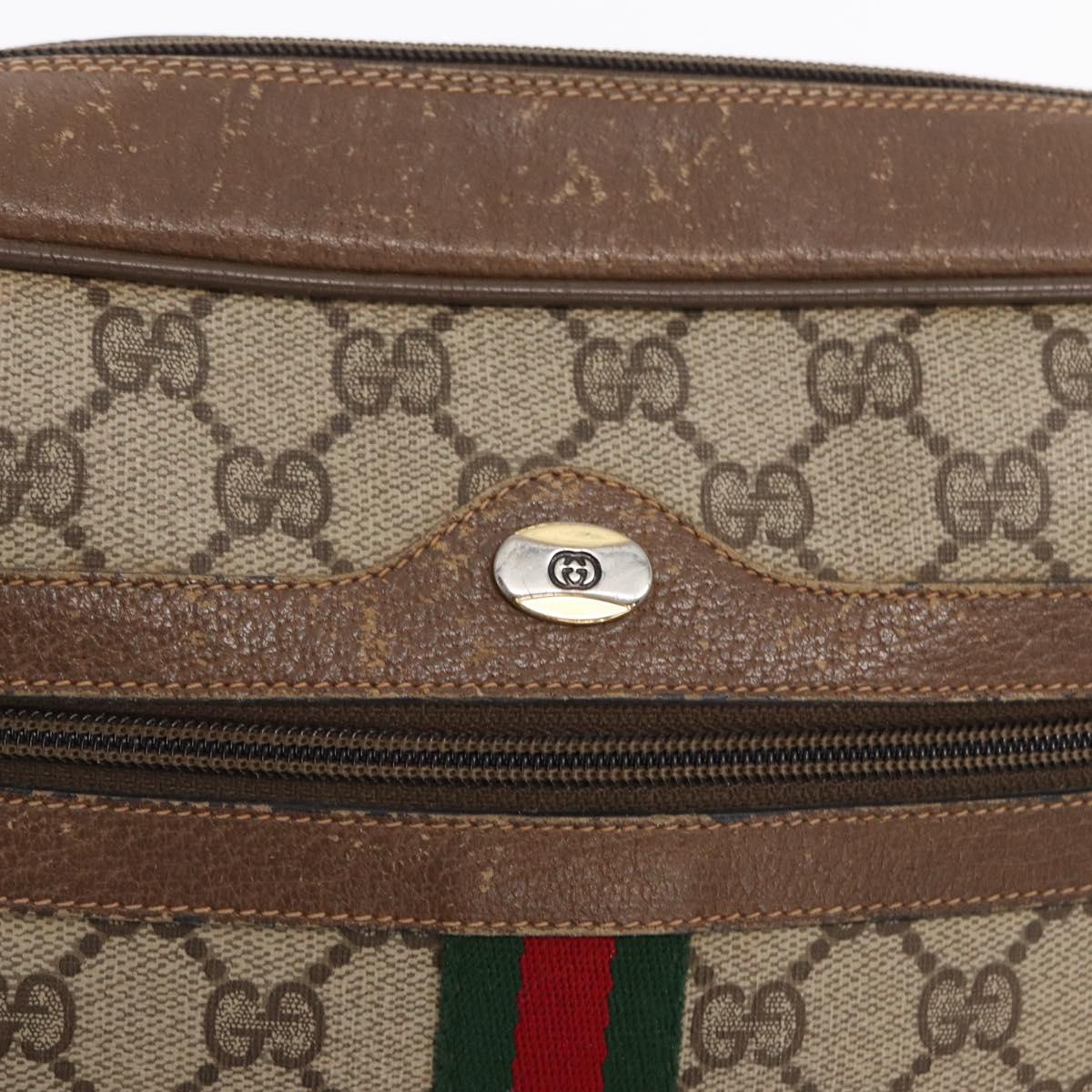 GUCCI GG Supreme Web Sherry Line Bag PVC Beige Red 68 02 005 Auth BA10261