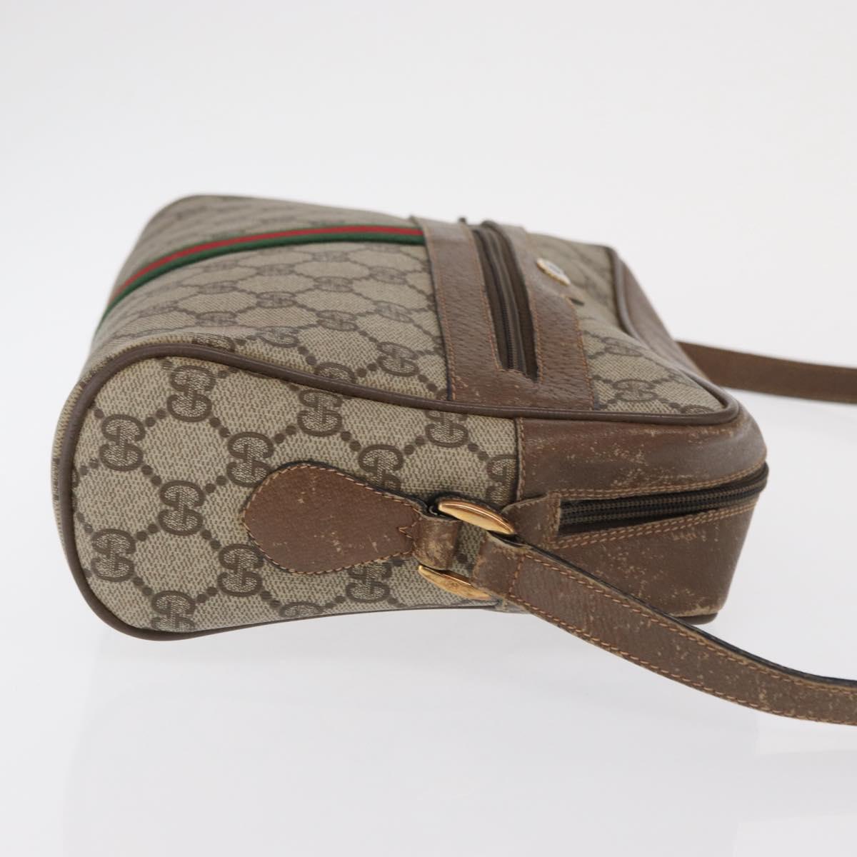 GUCCI GG Supreme Web Sherry Line Bag PVC Beige Red 68 02 005 Auth BA10261