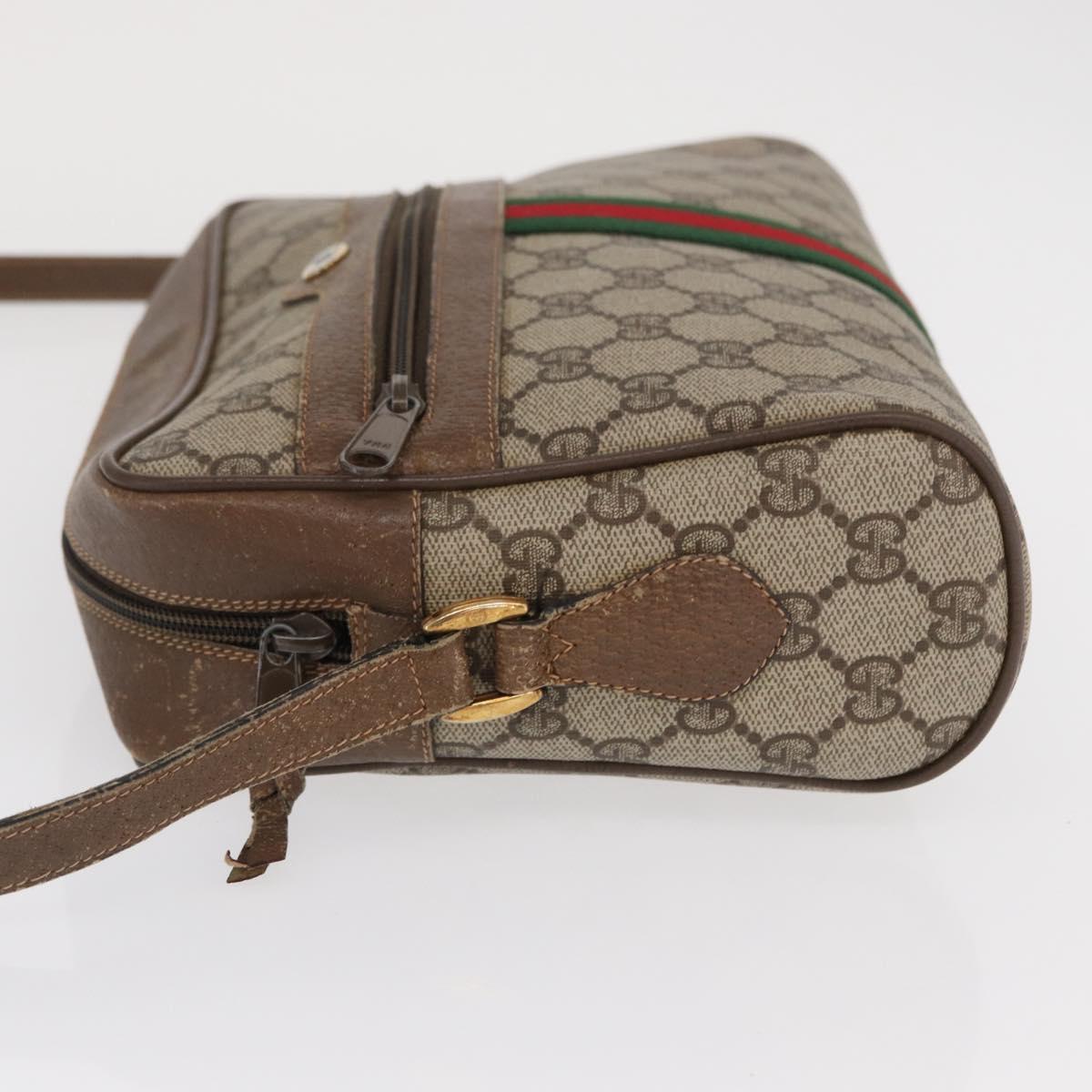 GUCCI GG Supreme Web Sherry Line Bag PVC Beige Red 68 02 005 Auth BA10261