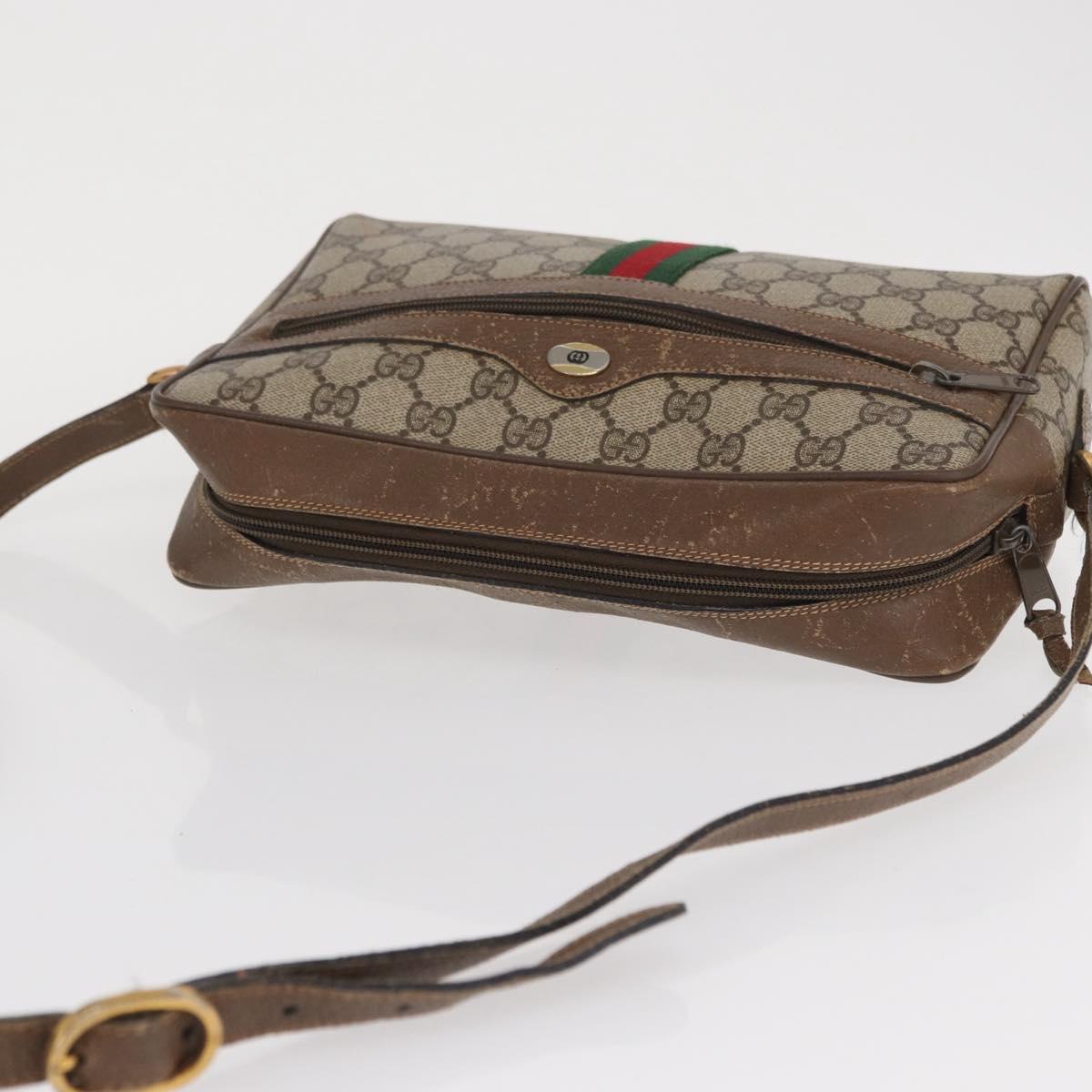 GUCCI GG Supreme Web Sherry Line Bag PVC Beige Red 68 02 005 Auth BA10261