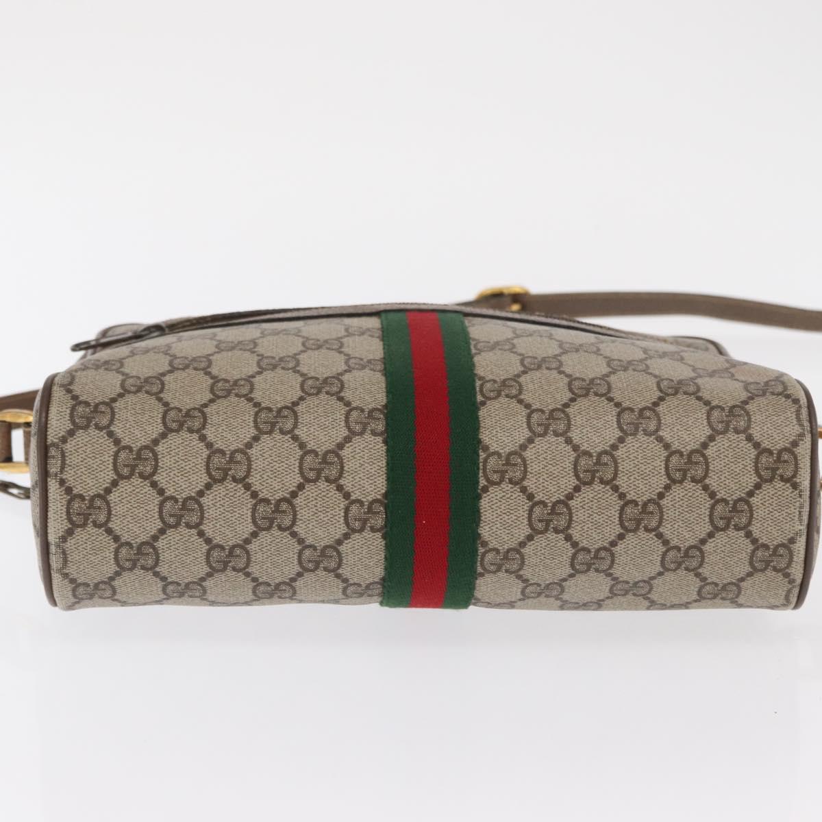 GUCCI GG Supreme Web Sherry Line Bag PVC Beige Red 68 02 005 Auth BA10261