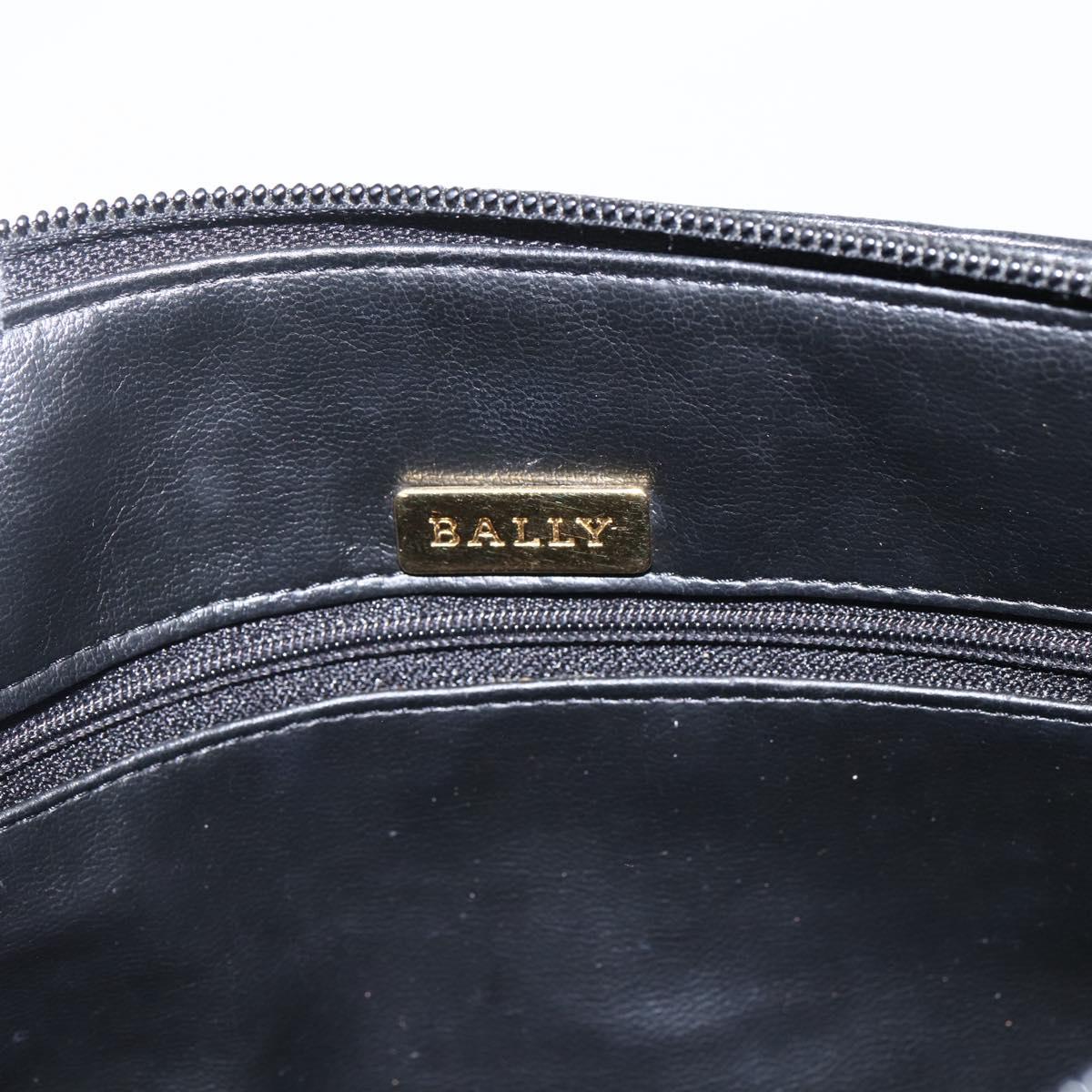 BALLY Chain Shoulder Bag Leather Gold Black Auth BA10264