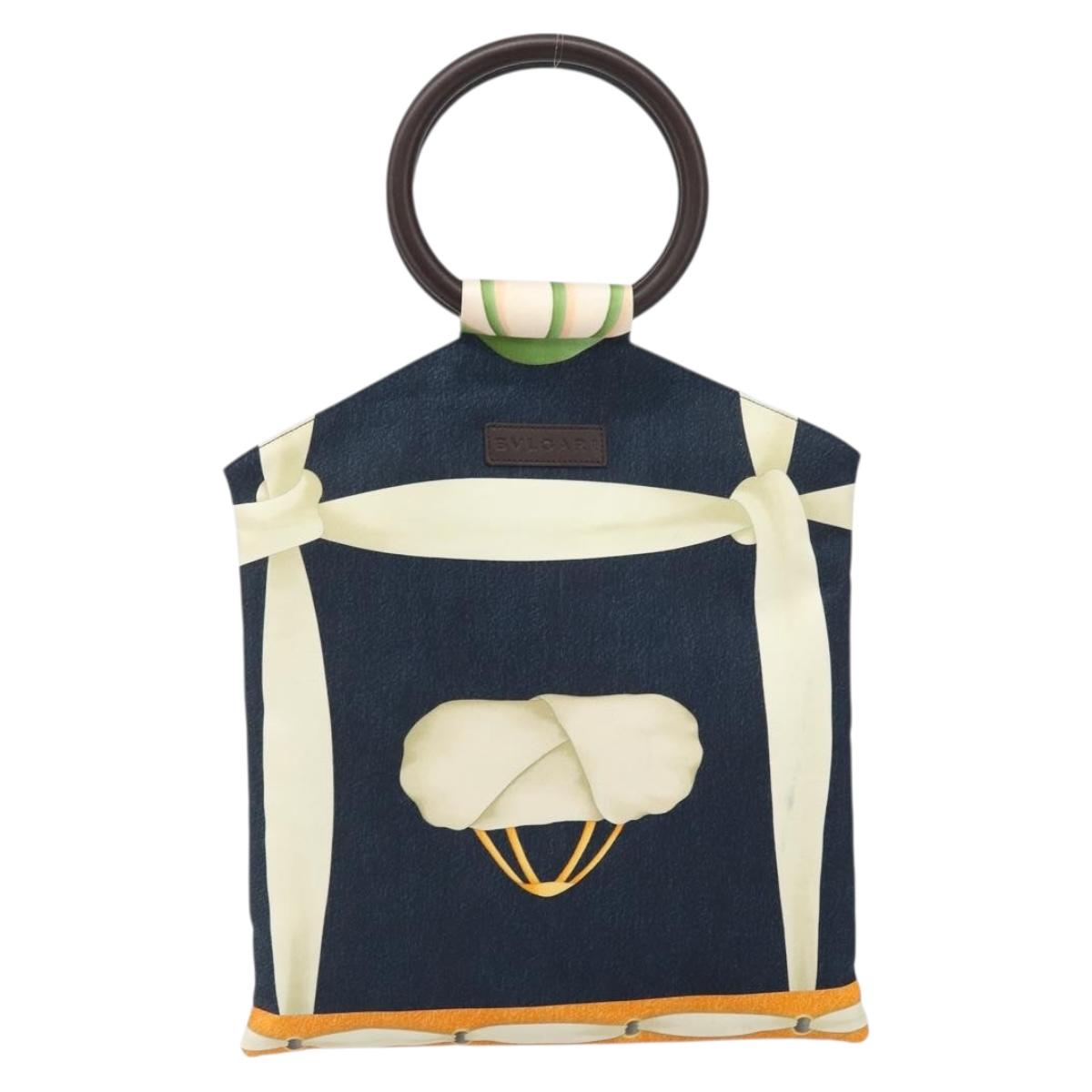 BVLGARI Hand Bag Canvas Navy Auth BA10265