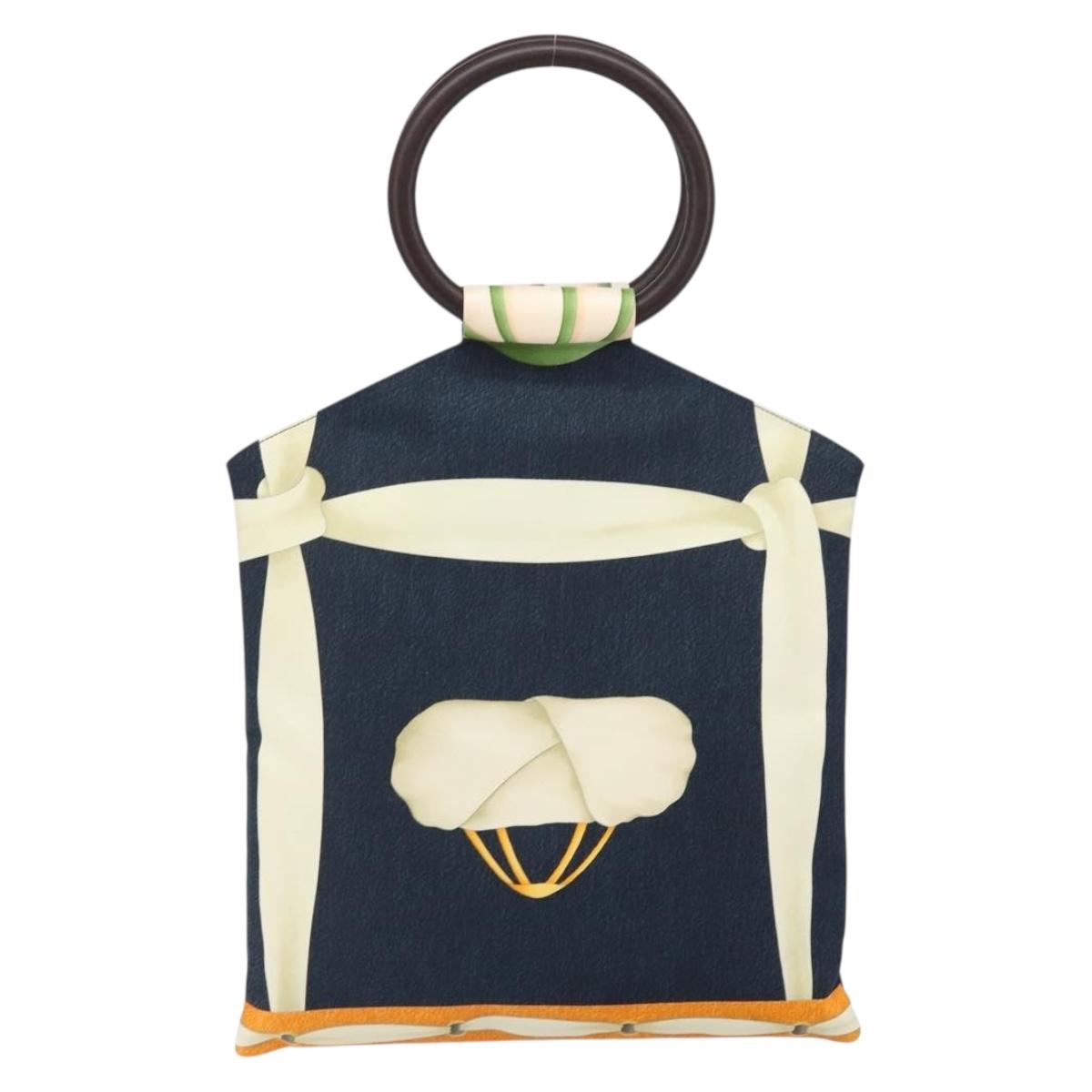BVLGARI Hand Bag Canvas Navy Auth BA10265