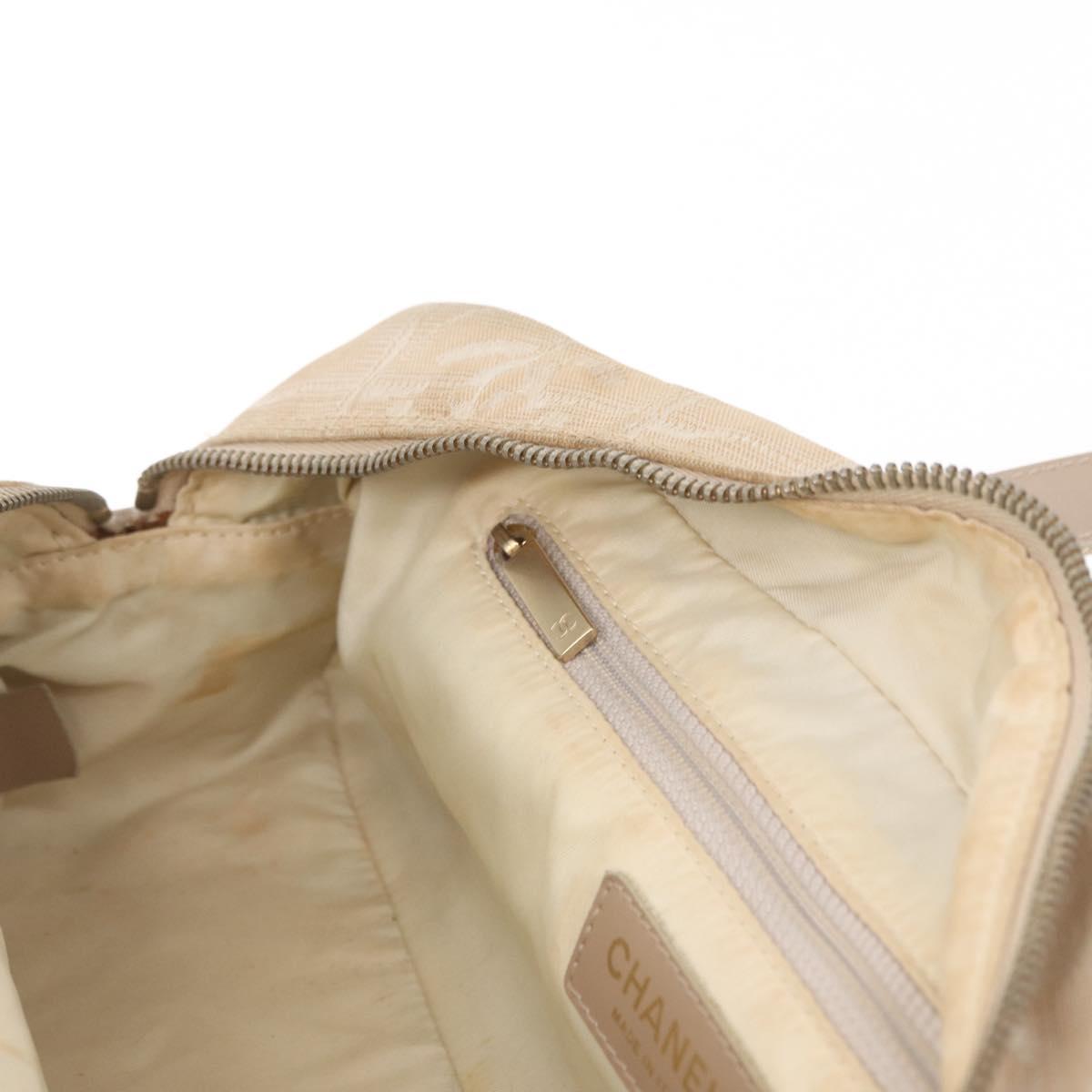 CHANEL New Travel line Hand Bag Nylon Beige Gold CC Auth BA10267
