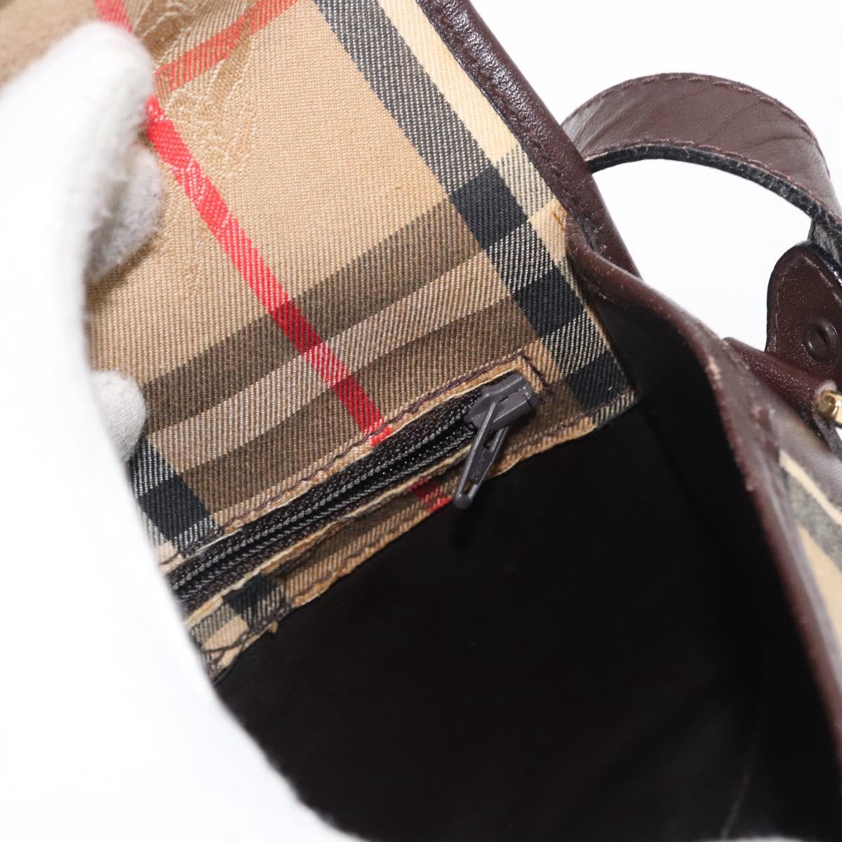 Burberrys Nova Check Shoulder Bag Canvas Beige Gold Auth BA10273