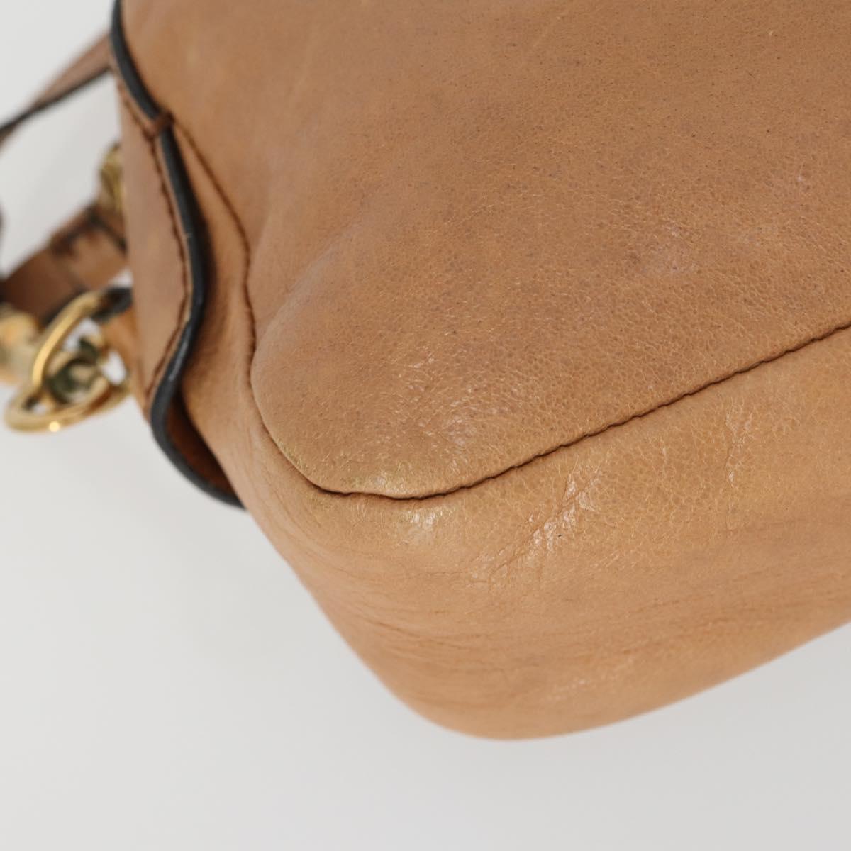 Chloe Shoulder Bag Leather Beige Gold Auth BA10274