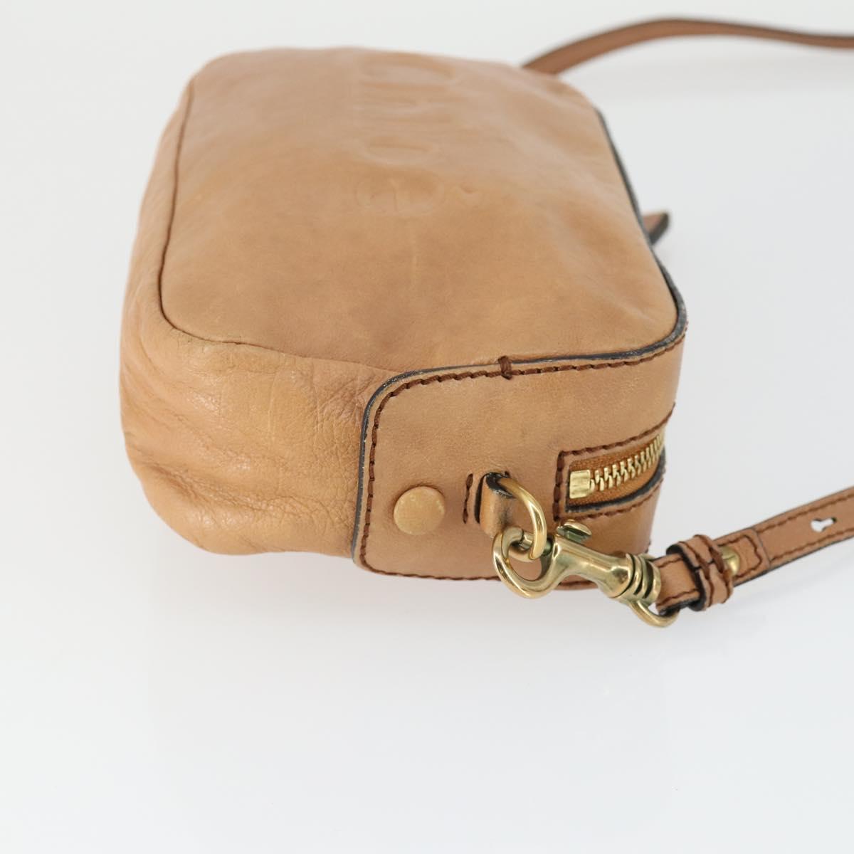 Chloe Shoulder Bag Leather Beige Gold Auth BA10274